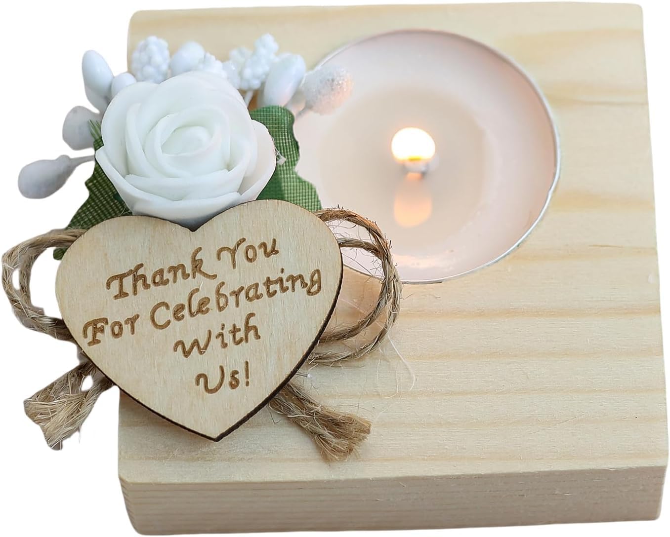 50 Piece Set of Wooden Tealight Candle Holders, for Wedding Favors,Bridal Shower,Wedding Favors for Guest, Bridal Christening, Rustic Birthday Party Favors. (Pack of 50, Light Brown)