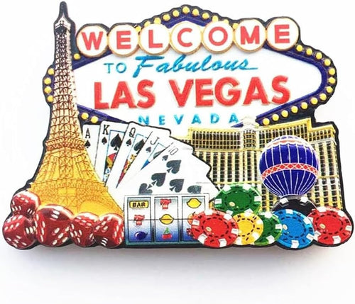 3D Las Vegas Skyline Fridge Magnet Home & Kitchen Decorative Magnetic Sticker, Classic Las Vegas Souvenir, Natural Resin Sign