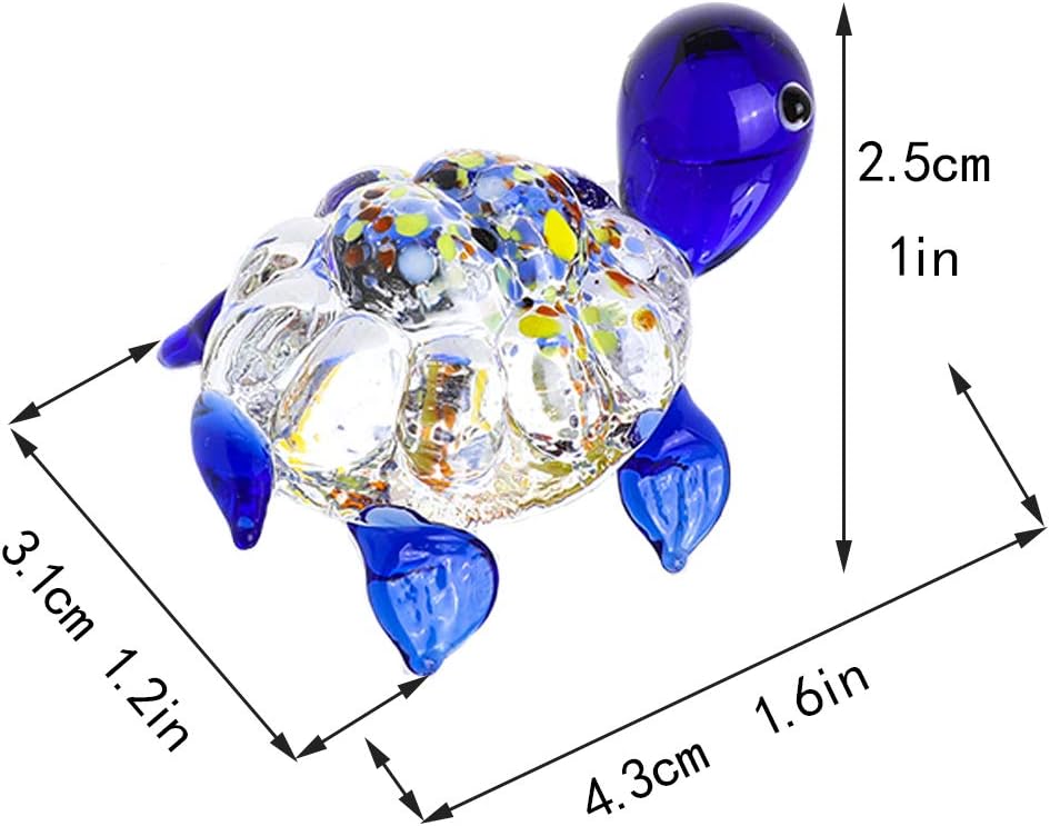 H&D HYALINE & DORA Handmade Mini Sea Turtle Art Glass Blown Sea Animal Figurine,Set of 6