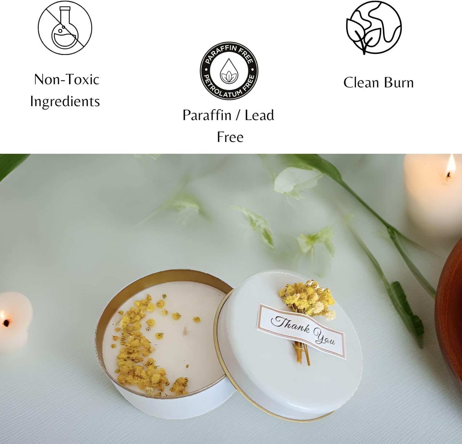 Personalized Natural Soy Wax Wedding Favor Candle Gift Set for Guest - Fall Winter Christmas Custom Dried Flower Bridal Baby Shower Gifts in Bulk (10 Pieces, Pink Flower)