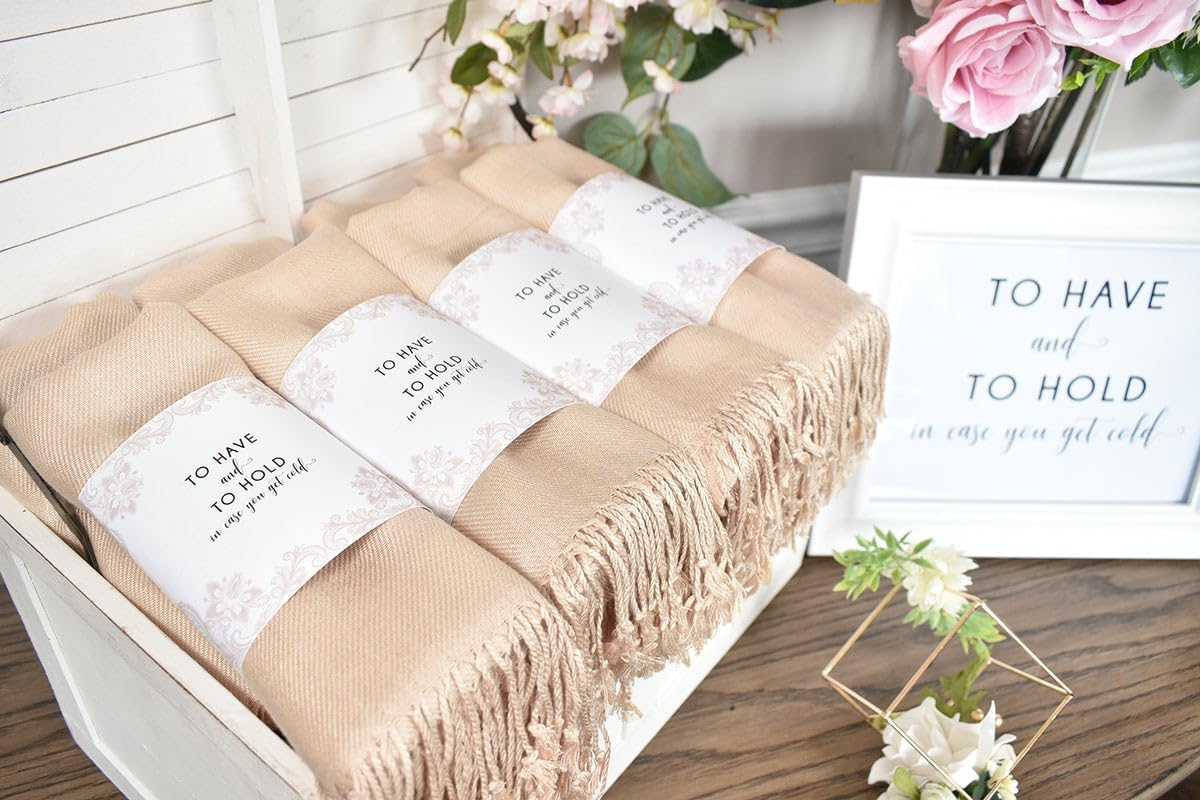 20 pcs Pale Pink Pashmina Shawl, Personalized Pashmina Scarf, Bridesmaid Shawl, Pashminas in Bulk, Wedding Favors for Guests, Bridal Shower Favors