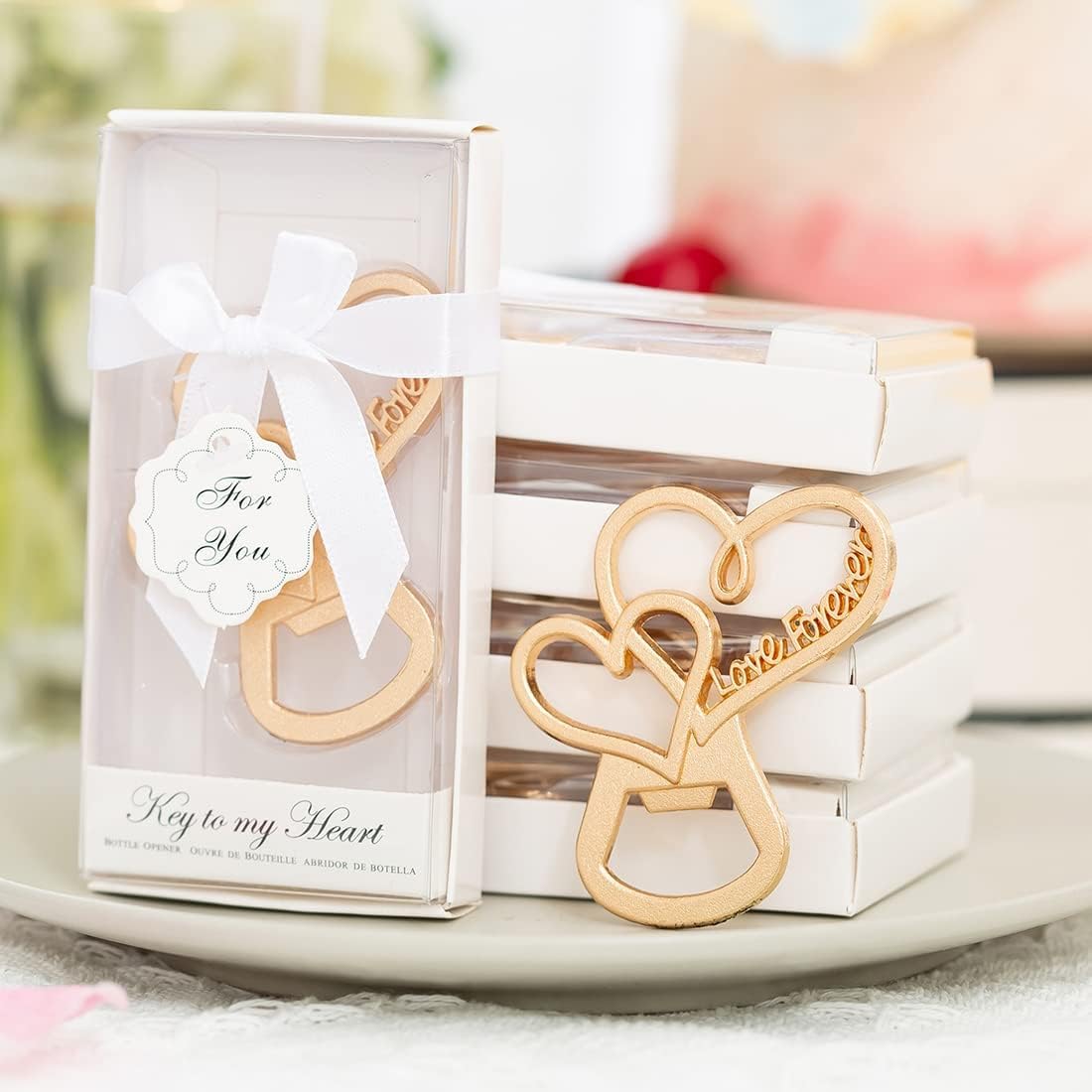 50 Packs Love Forever Bottle Openers for Wedding Favors to Guests,Bridal Shower Party Gifts, Souvenirs or Decorations with Gift Package (Love heart)