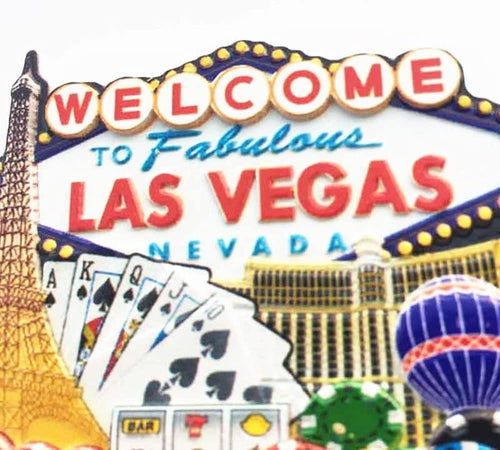 3D Las Vegas Skyline Fridge Magnet Home & Kitchen Decorative Magnetic Sticker, Classic Las Vegas Souvenir, Natural Resin Sign
