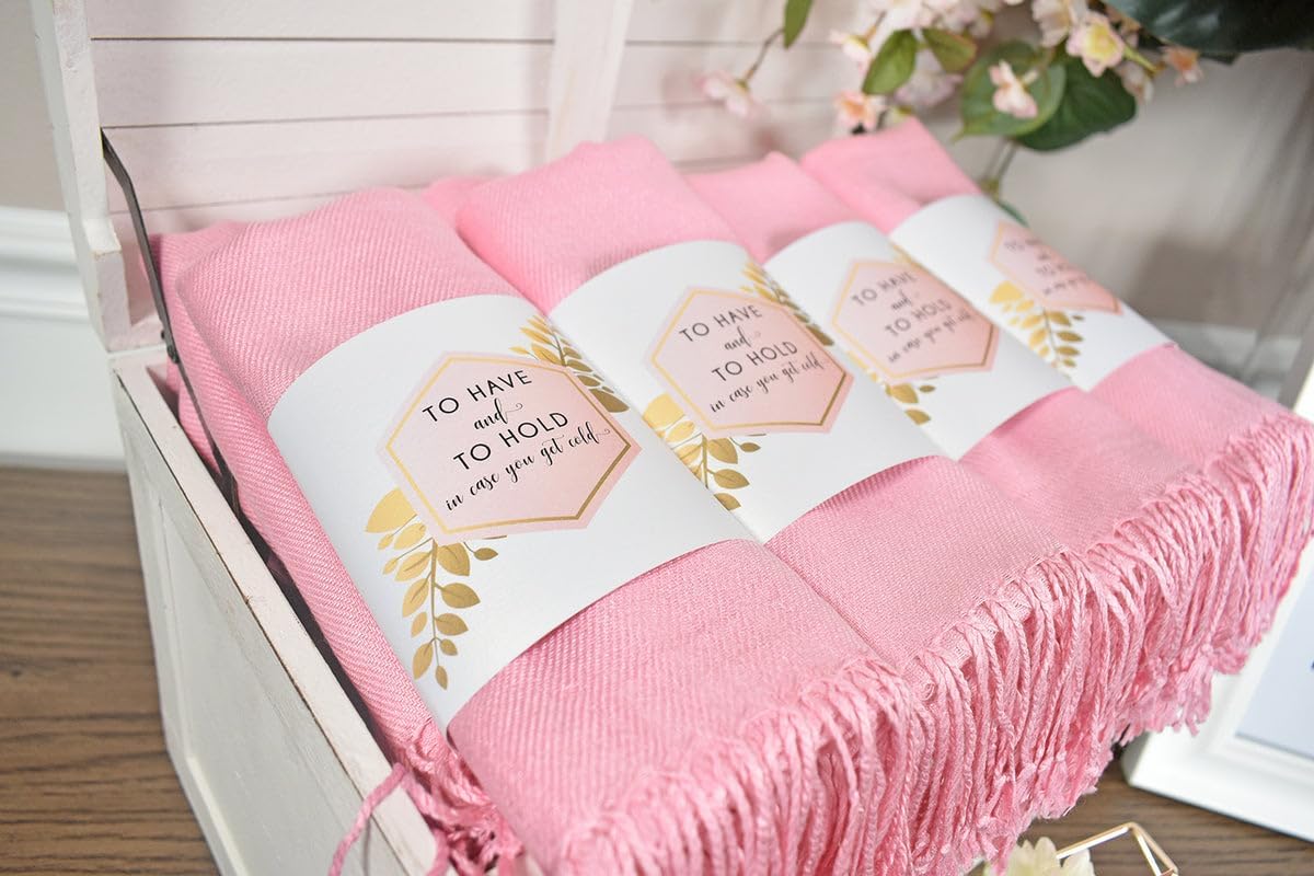 20 pcs Pale Pink Pashmina Shawl, Personalized Pashmina Scarf, Bridesmaid Shawl, Pashminas in Bulk, Wedding Favors for Guests, Bridal Shower Favors