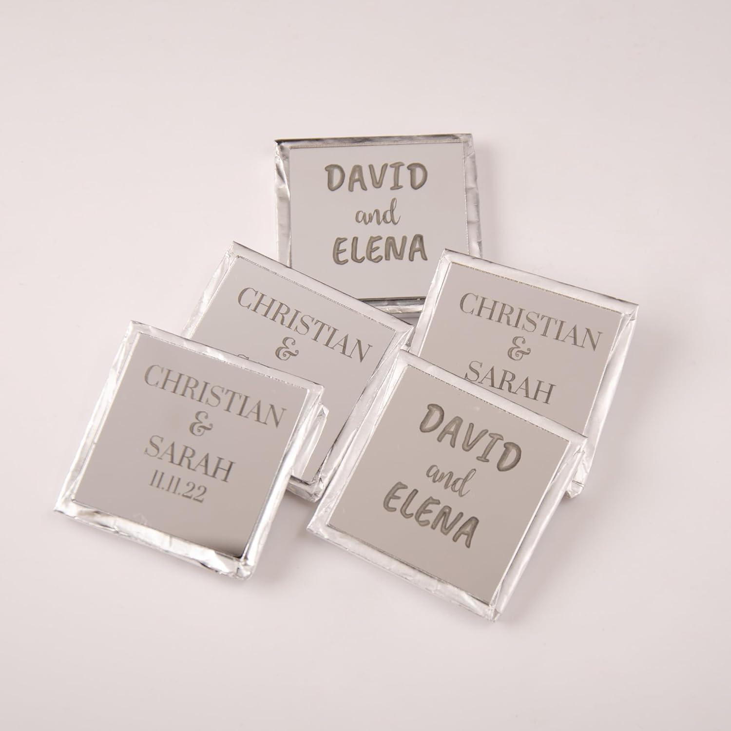 Set of 50 Personalized Chocolate for Wedding Favors, Engagement Chocolate, Bulk Gifts for Guests for Party Favors