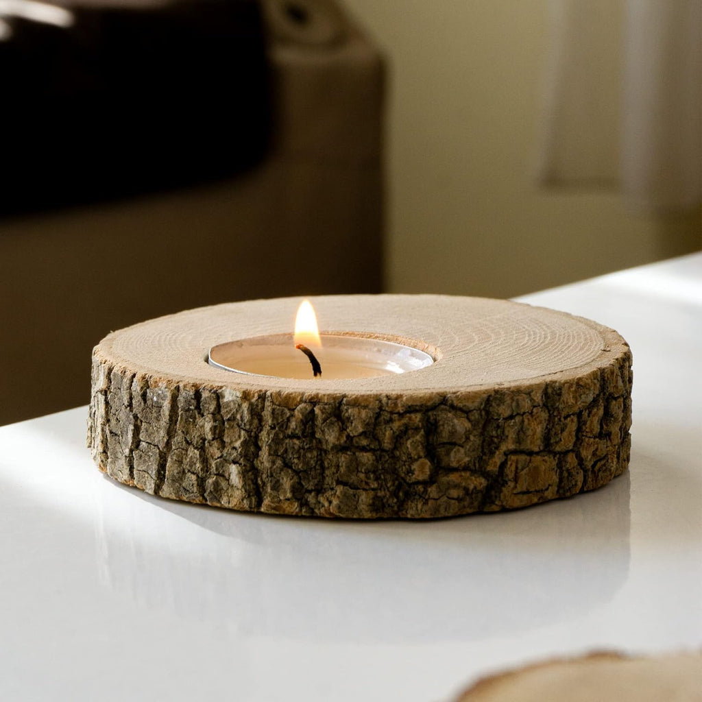Wooden Tealight Candle Holder - 50 Adorable Thank You Gifts, Perfect for Wedding Favors, Ideal Rustic Decor Piece and Party Decoration - Customize and Gift (50, Undecorated)