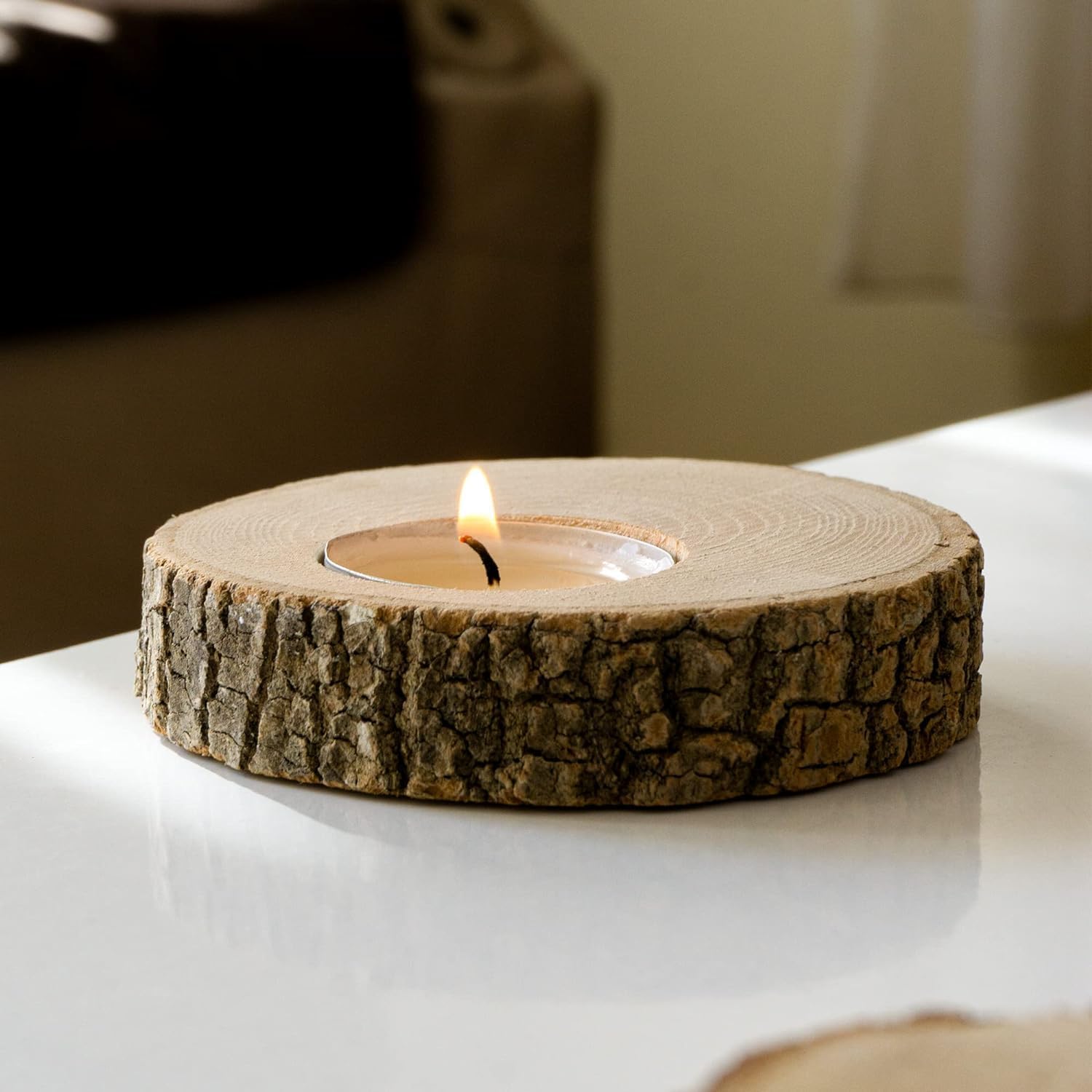 Wooden Tealight Candle Holder - 50 Adorable Thank You Gifts, Perfect for Wedding Favors, Ideal Rustic Decor Piece and Party Decoration - Customize and Gift (50, Undecorated)