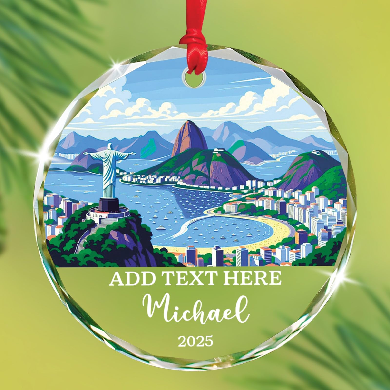 Petra Christmas Glass Ornament, Personalized Text & Name Petra Jordan Keepsake Gifts for Travel Lovers, Jordan Souvenir Glass Ornaments Xmas Tree Hanging, Custom Travelling Ornament Decoration 2025
