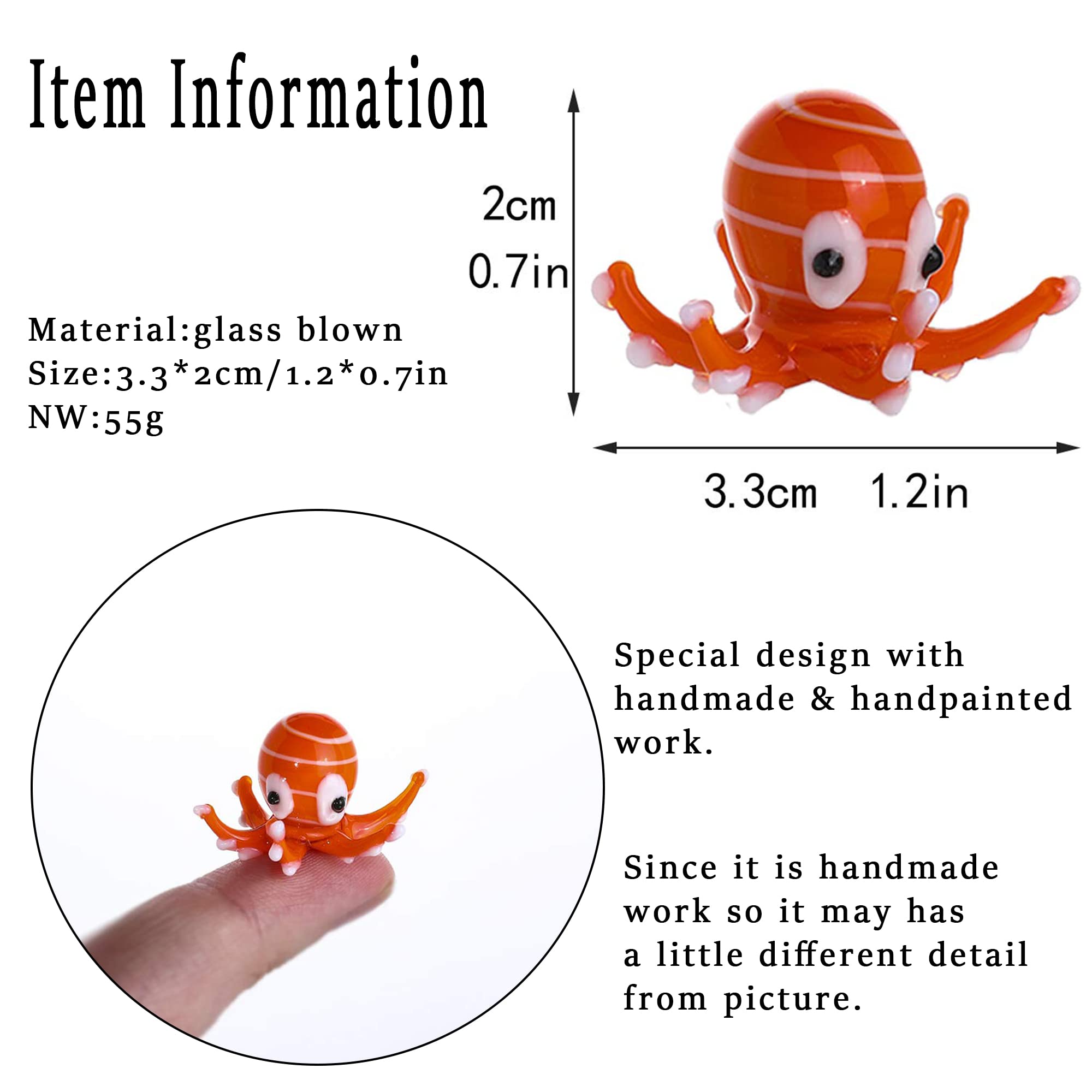 H&D HYALINE & DORA Handmade Mini Sea Turtle Art Glass Blown Sea Animal Figurine,Set of 6