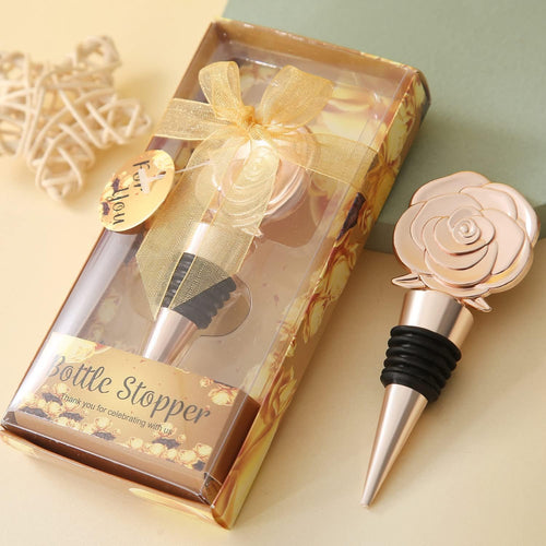 15 pcs Rose Wine Stoppers Wedding Favors,Rose Flower Bridal Shower Souvenirs or Baby Shower Favors for Baby Boy or Girl Return Gifts for Guests（gold, rose15）