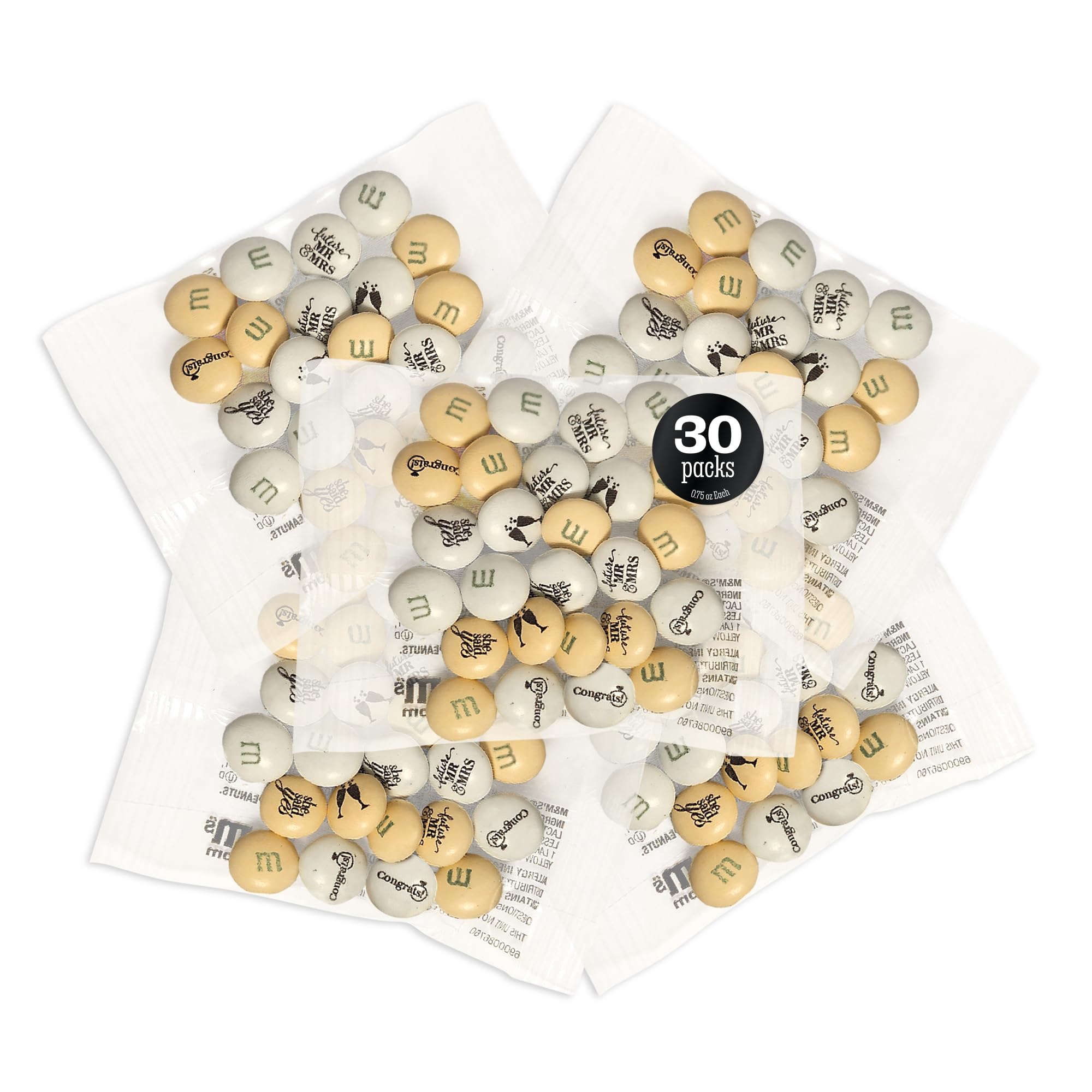 M&M'S WORLD Miss to Mrs. Themed Packs Filled with Printed Milk Chocolate Candies-30 Packs,For Bridal Shower Party Favors,Weddings,Bachelorette Party Favors,Bridesmaids Gifts for Wedding Day and More