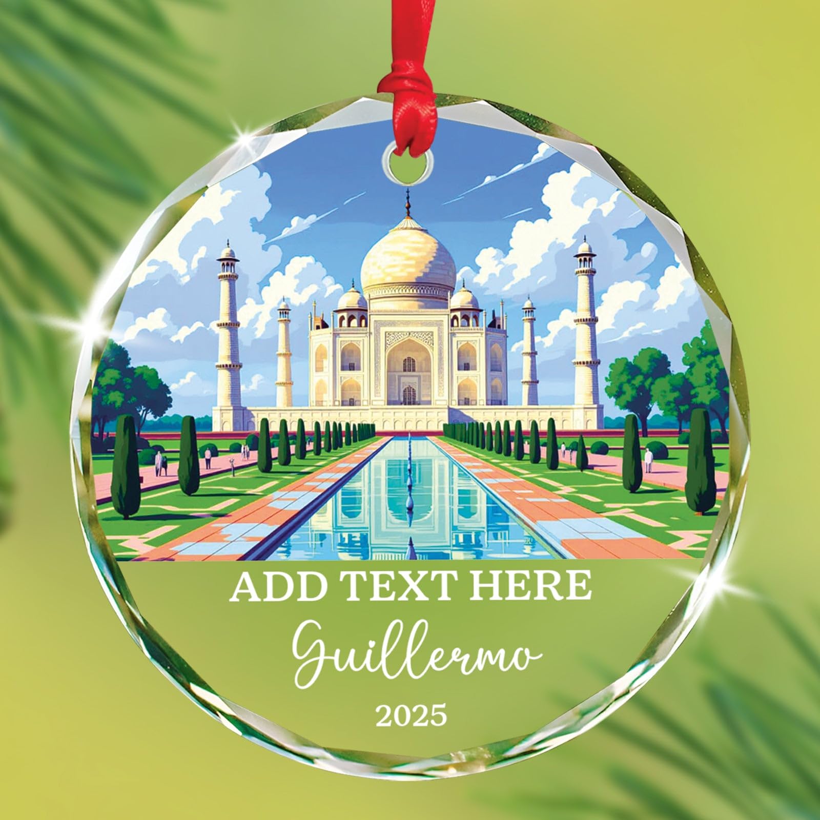Petra Christmas Glass Ornament, Personalized Text & Name Petra Jordan Keepsake Gifts for Travel Lovers, Jordan Souvenir Glass Ornaments Xmas Tree Hanging, Custom Travelling Ornament Decoration 2025