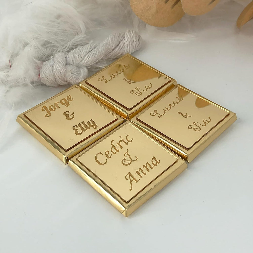 Set of 50 Personalized Chocolate for Wedding Favors, Engagement Chocolate, Bulk Gifts for Guests for Party Favors