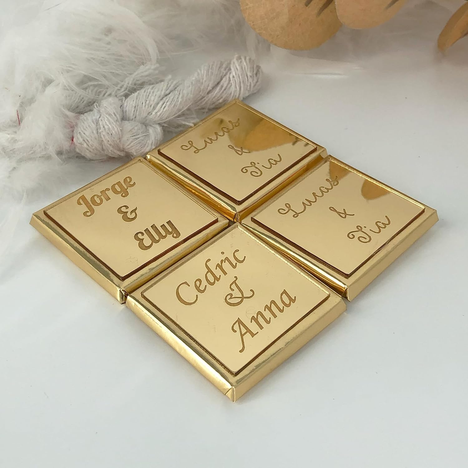 Set of 50 Personalized Chocolate for Wedding Favors, Engagement Chocolate, Bulk Gifts for Guests for Party Favors