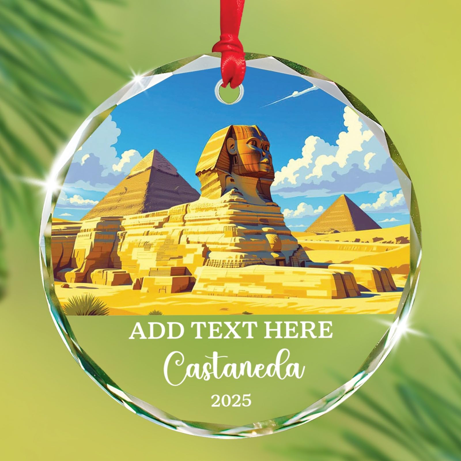 Petra Christmas Glass Ornament, Personalized Text & Name Petra Jordan Keepsake Gifts for Travel Lovers, Jordan Souvenir Glass Ornaments Xmas Tree Hanging, Custom Travelling Ornament Decoration 2025