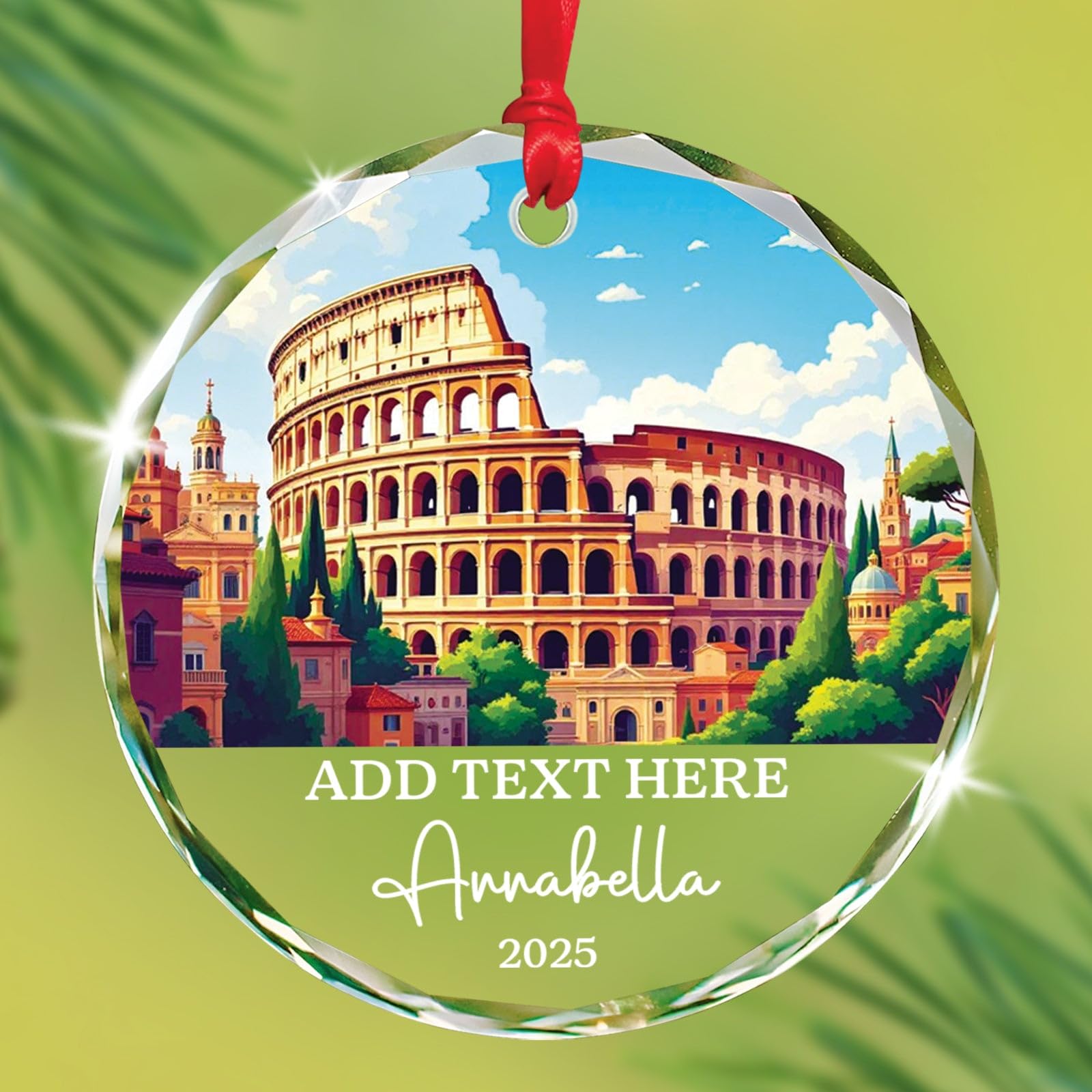 Petra Christmas Glass Ornament, Personalized Text & Name Petra Jordan Keepsake Gifts for Travel Lovers, Jordan Souvenir Glass Ornaments Xmas Tree Hanging, Custom Travelling Ornament Decoration 2025