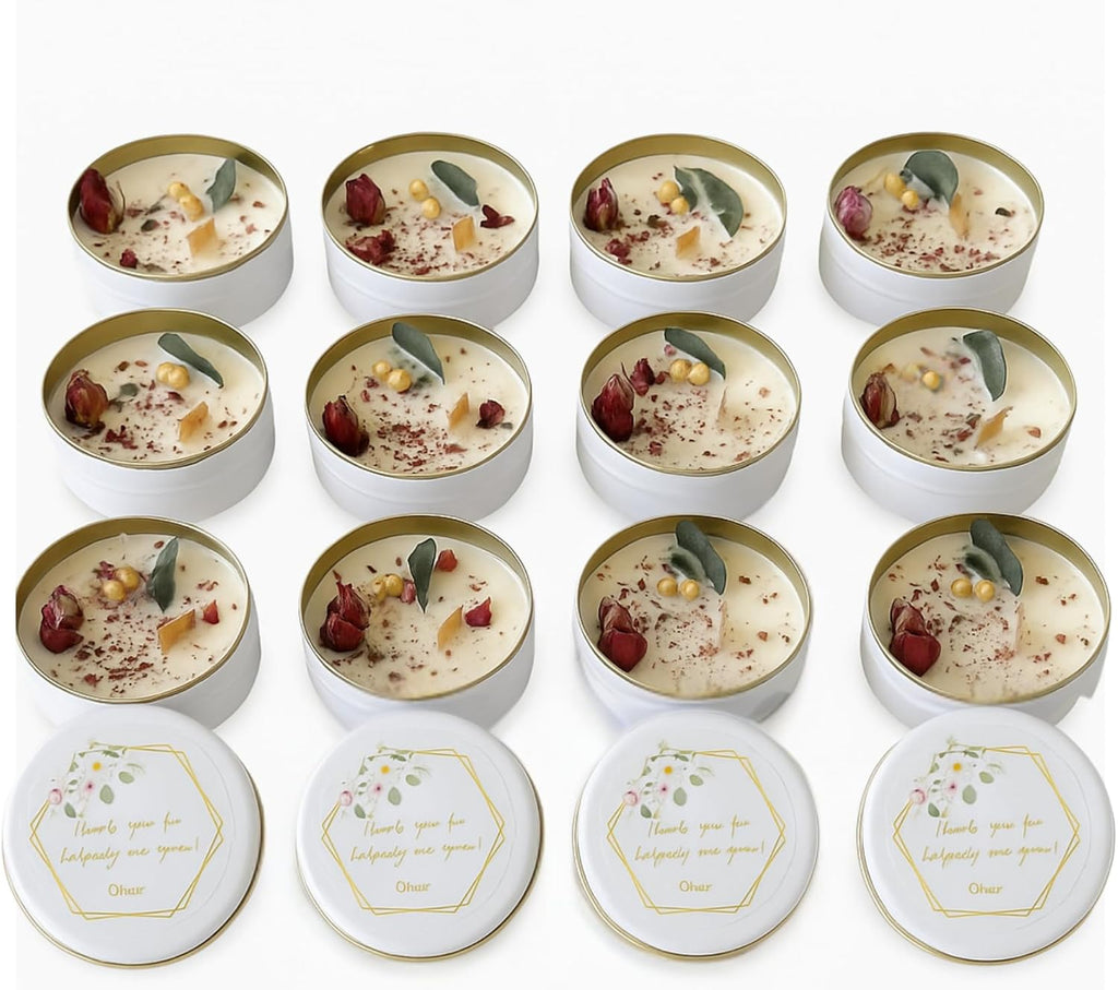 Scented Mixed Flower Candle Favors - Personalized for Weddings, Bridal Showers, Baby Showers, Birthdays (10-20-30-40-50-100 PCS in Bulk)