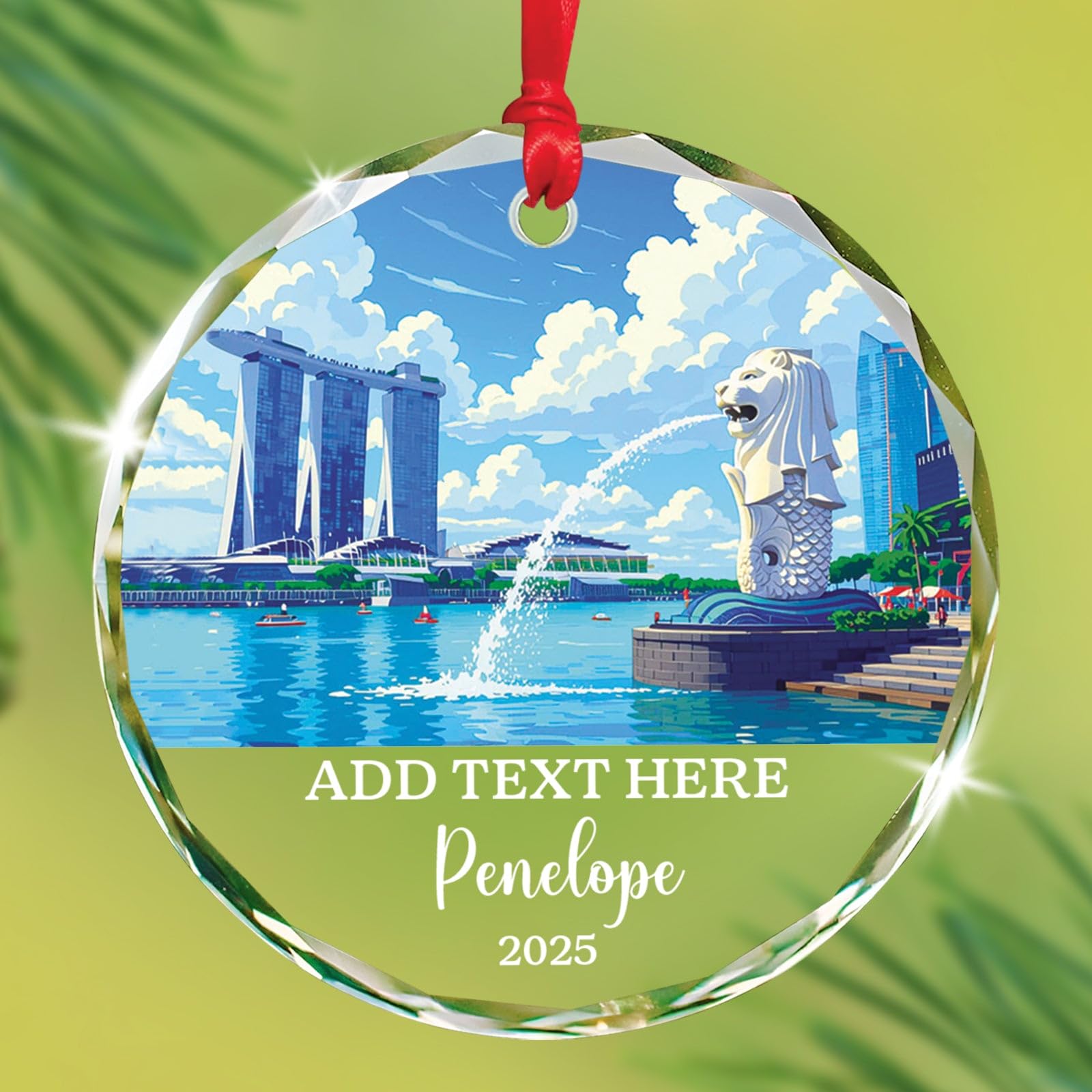 Petra Christmas Glass Ornament, Personalized Text & Name Petra Jordan Keepsake Gifts for Travel Lovers, Jordan Souvenir Glass Ornaments Xmas Tree Hanging, Custom Travelling Ornament Decoration 2025