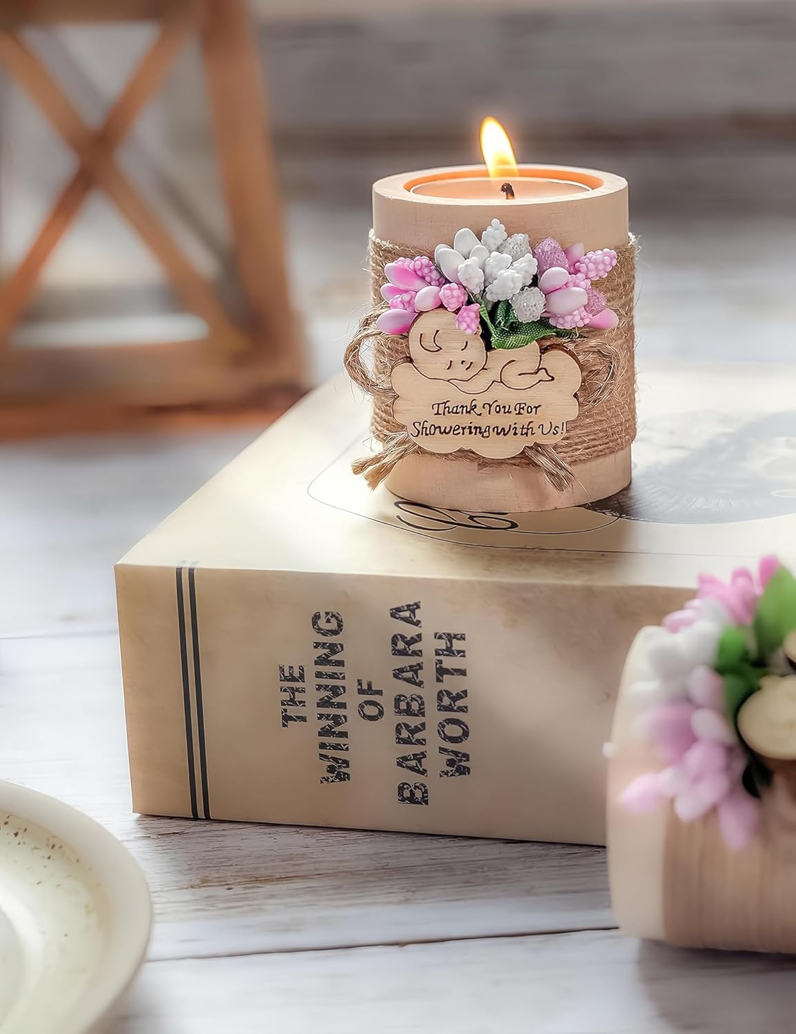 50 Piece Set Wooden Tealight Candle Holder, Baby Shower Party Favors, Party Favors for Guests, Return Gift for Guests,Girl Baby Gender Reveal.(Pink)