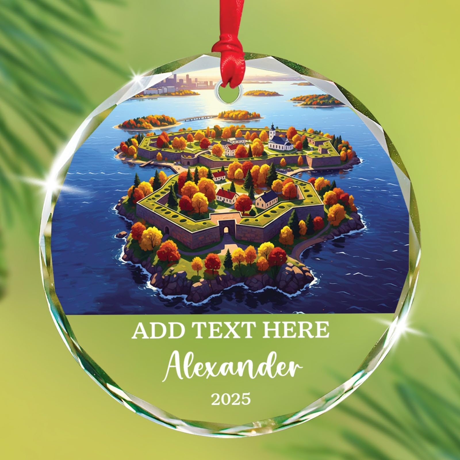 Petra Christmas Glass Ornament, Personalized Text & Name Petra Jordan Keepsake Gifts for Travel Lovers, Jordan Souvenir Glass Ornaments Xmas Tree Hanging, Custom Travelling Ornament Decoration 2025