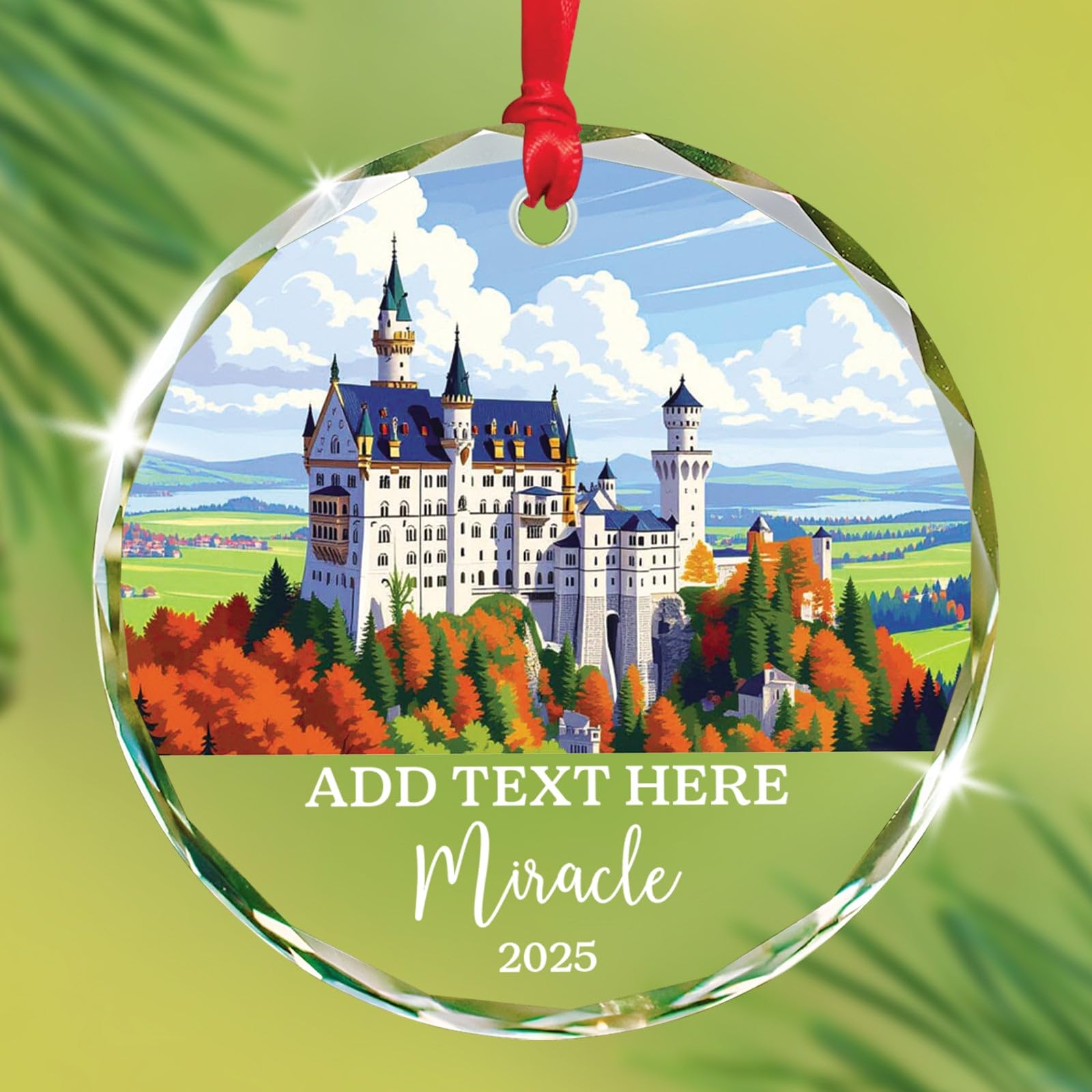 Petra Christmas Glass Ornament, Personalized Text & Name Petra Jordan Keepsake Gifts for Travel Lovers, Jordan Souvenir Glass Ornaments Xmas Tree Hanging, Custom Travelling Ornament Decoration 2025