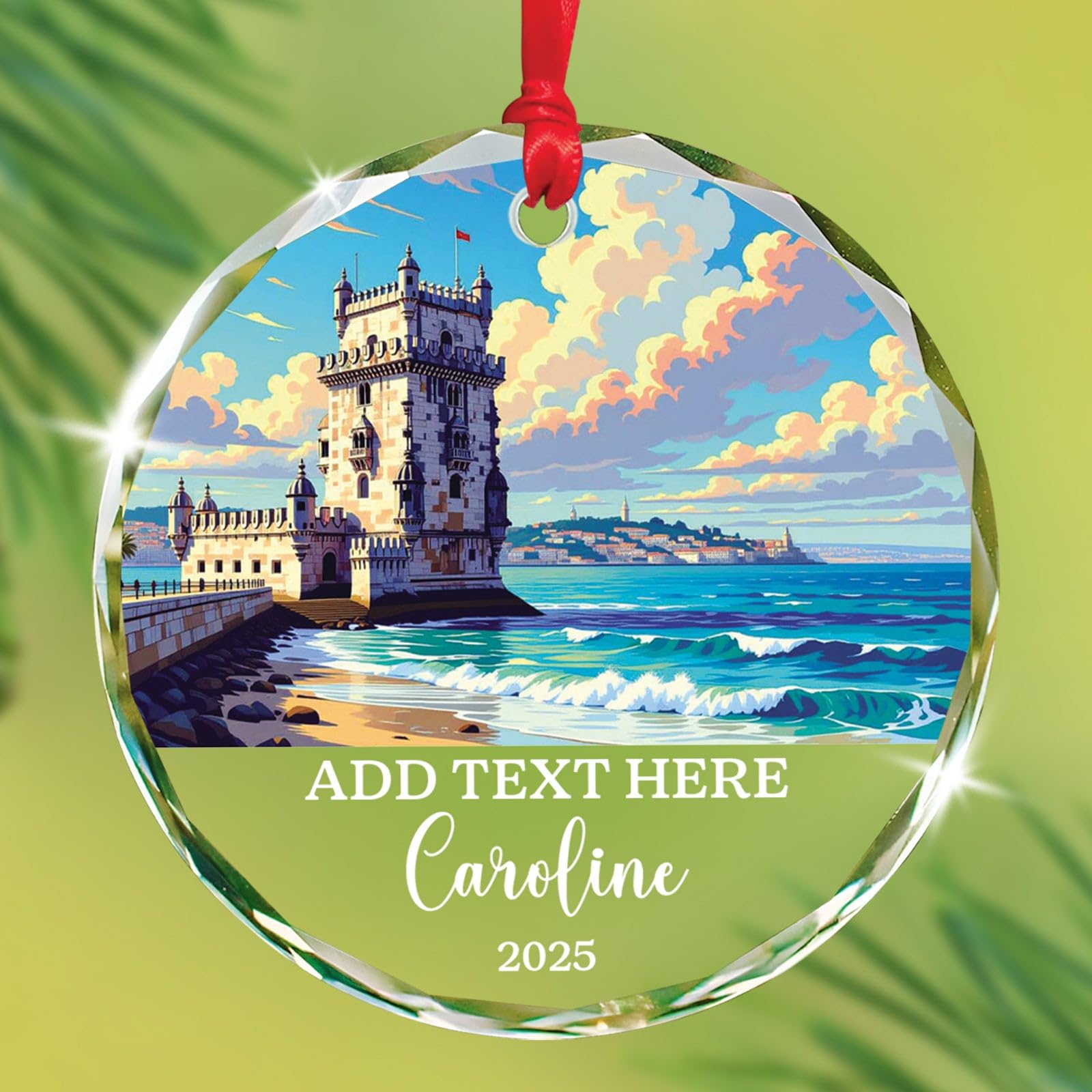 Petra Christmas Glass Ornament, Personalized Text & Name Petra Jordan Keepsake Gifts for Travel Lovers, Jordan Souvenir Glass Ornaments Xmas Tree Hanging, Custom Travelling Ornament Decoration 2025