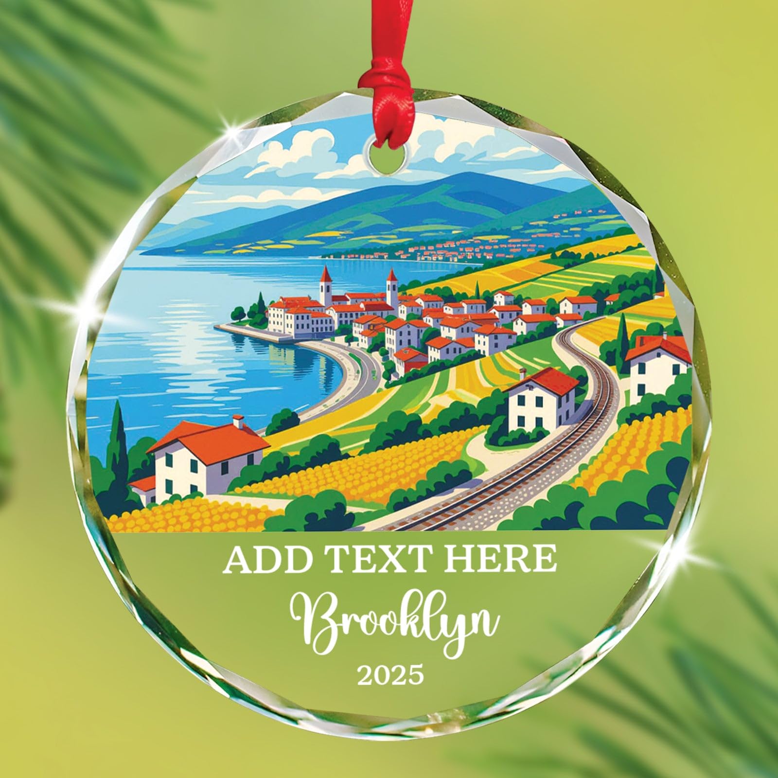 Petra Christmas Glass Ornament, Personalized Text & Name Petra Jordan Keepsake Gifts for Travel Lovers, Jordan Souvenir Glass Ornaments Xmas Tree Hanging, Custom Travelling Ornament Decoration 2025