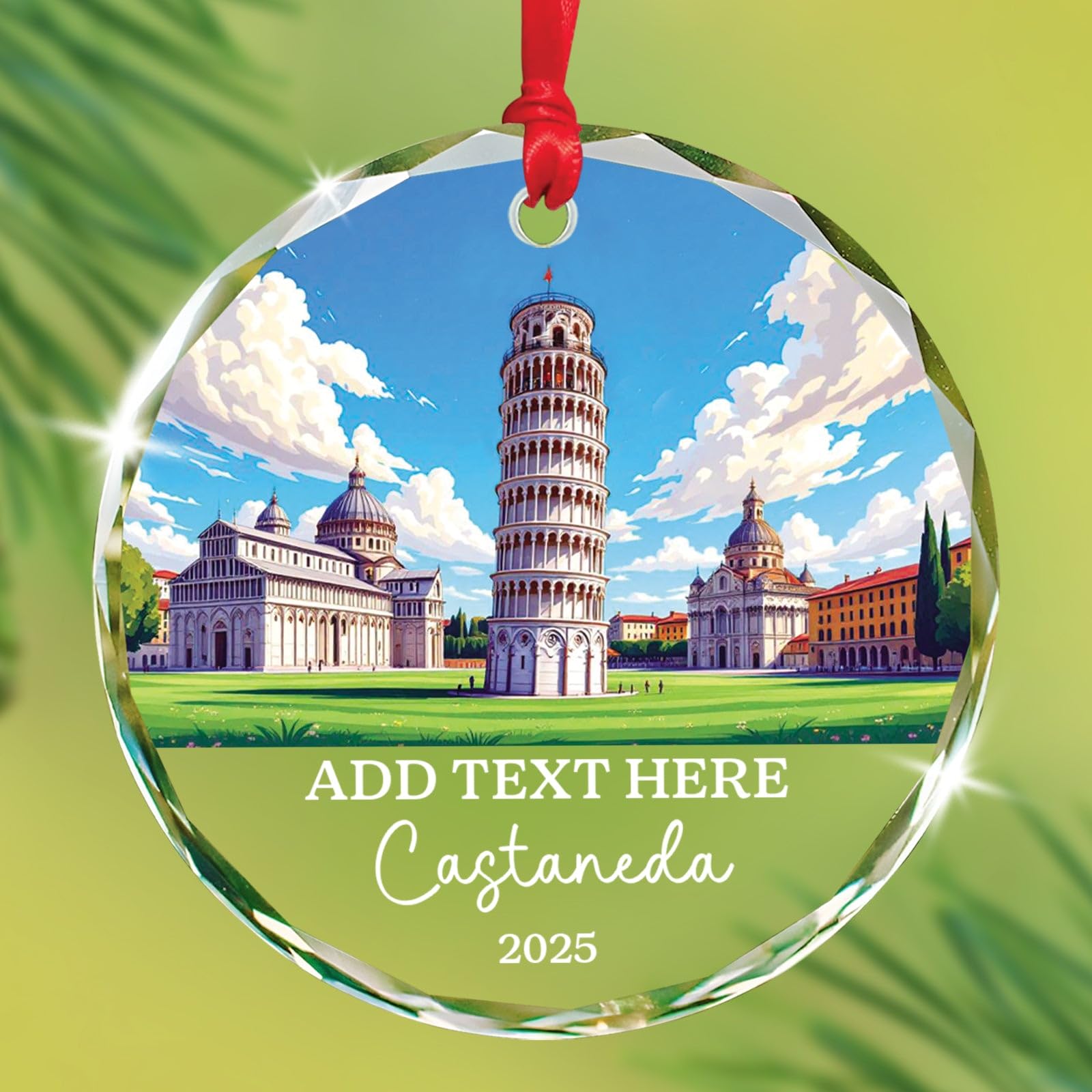 Petra Christmas Glass Ornament, Personalized Text & Name Petra Jordan Keepsake Gifts for Travel Lovers, Jordan Souvenir Glass Ornaments Xmas Tree Hanging, Custom Travelling Ornament Decoration 2025
