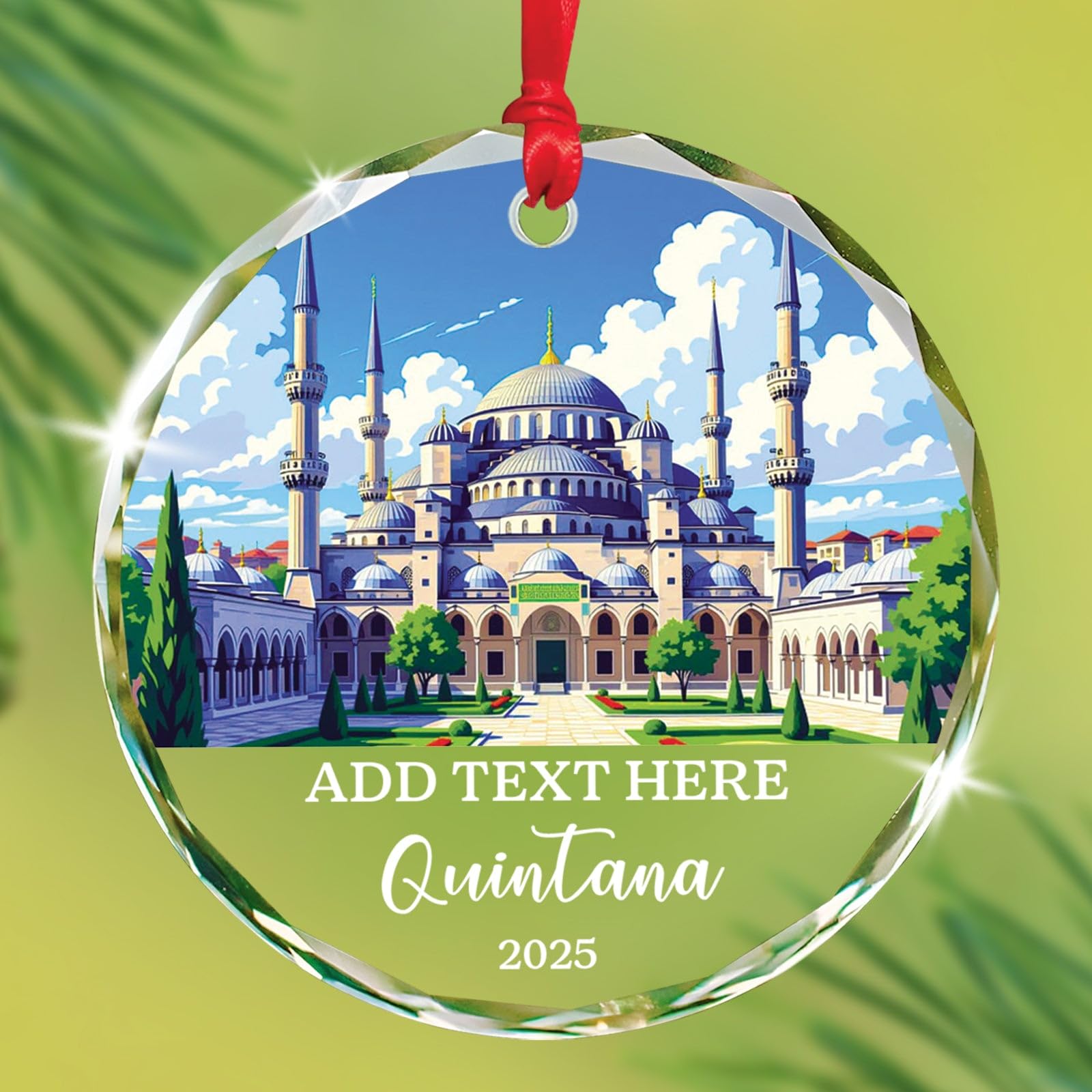 Petra Christmas Glass Ornament, Personalized Text & Name Petra Jordan Keepsake Gifts for Travel Lovers, Jordan Souvenir Glass Ornaments Xmas Tree Hanging, Custom Travelling Ornament Decoration 2025