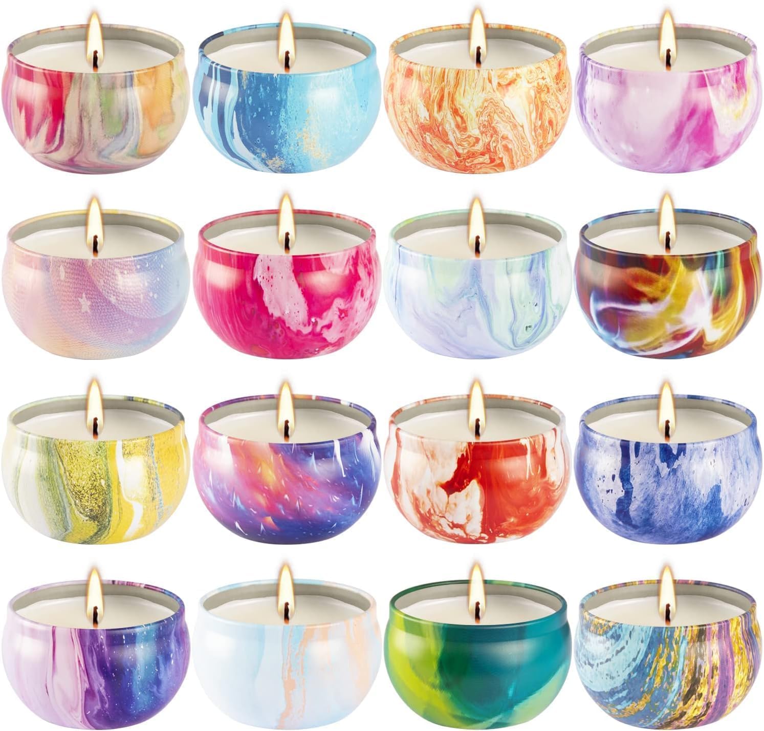 Scented Candles Gifts Set 16 Pack Soy Wax Travel Tin Jar Candles for Home 2.5 OZ for Mom for Christmas, Birthday, Thanksgiving, Mother's Day