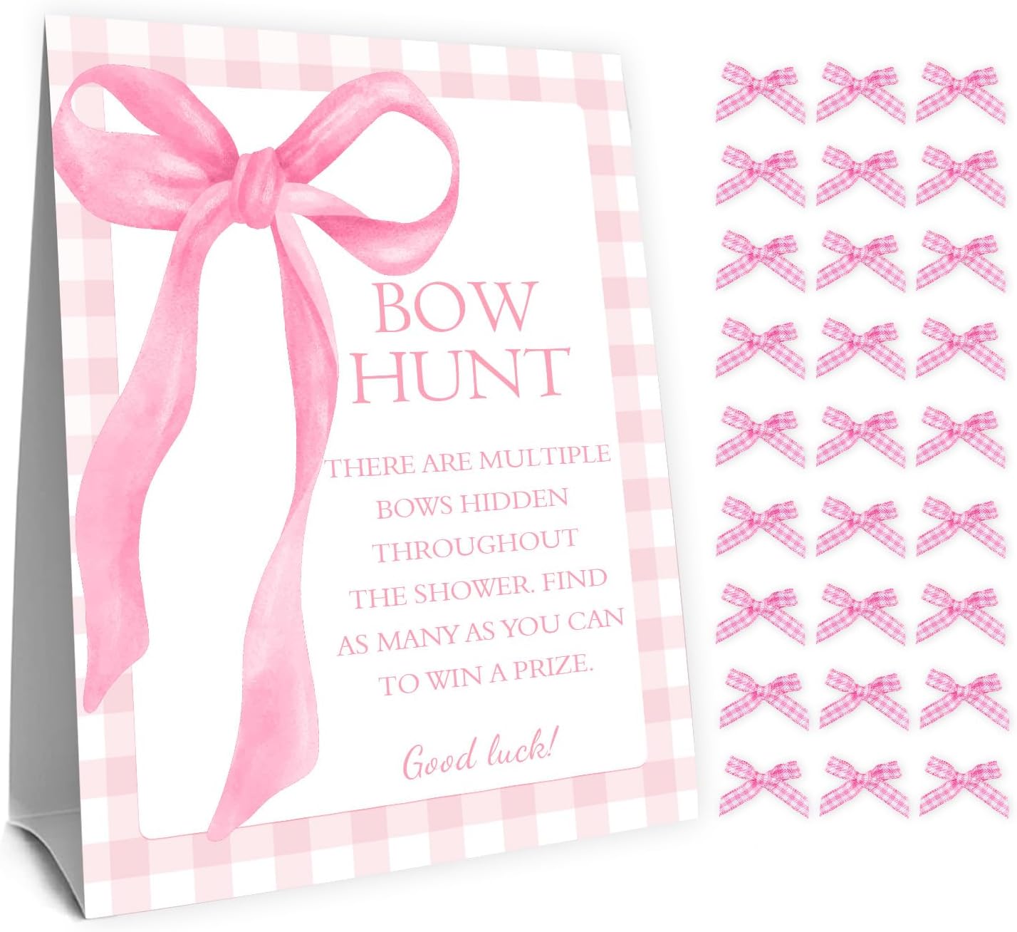 Pink Bow Baby Shower Decorations, Girl's Baby Shower with 50PCS Pink Bow Cards Kids' Party, Birthday Party Decorations, Party Favor & Decorations