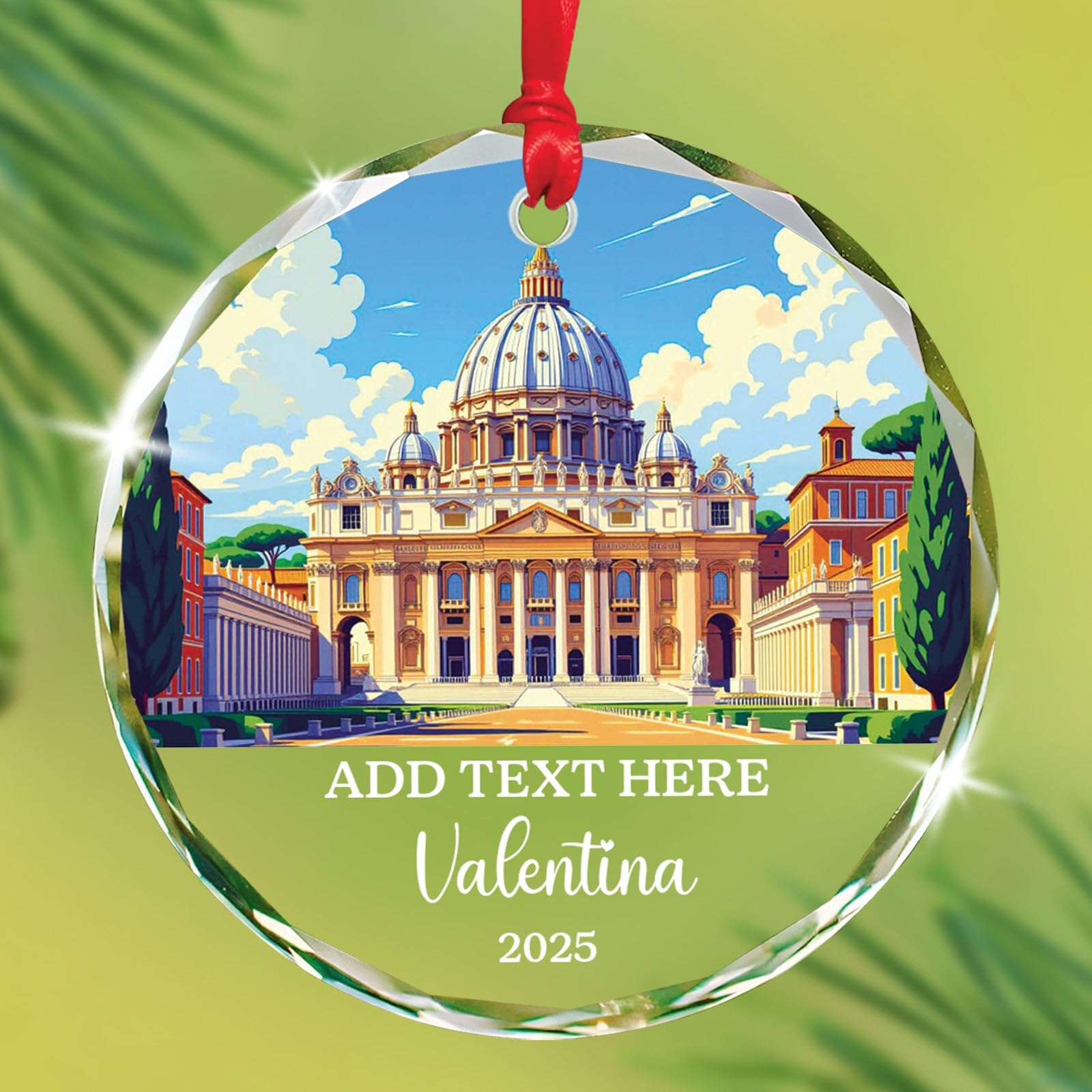 Petra Christmas Glass Ornament, Personalized Text & Name Petra Jordan Keepsake Gifts for Travel Lovers, Jordan Souvenir Glass Ornaments Xmas Tree Hanging, Custom Travelling Ornament Decoration 2025