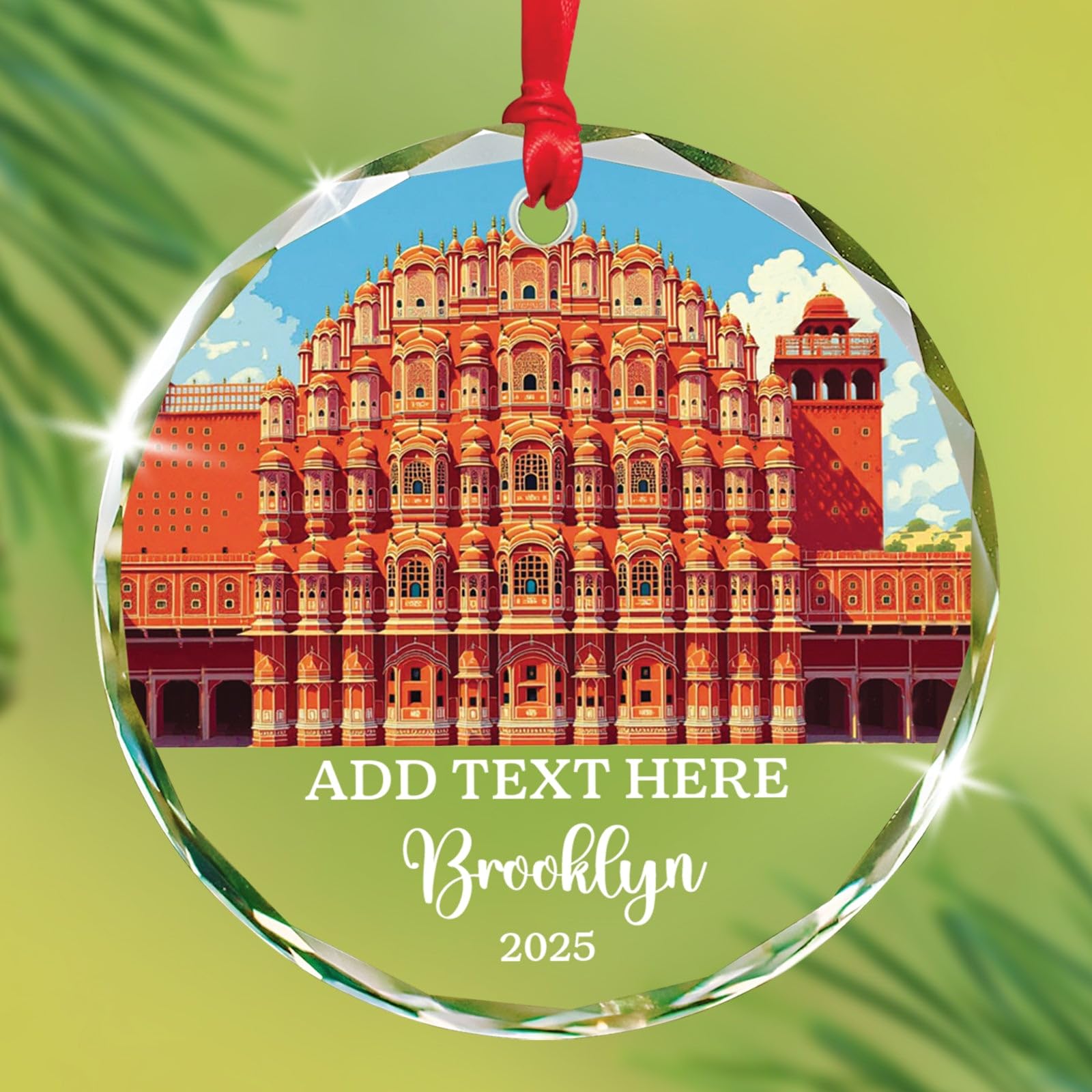 Petra Christmas Glass Ornament, Personalized Text & Name Petra Jordan Keepsake Gifts for Travel Lovers, Jordan Souvenir Glass Ornaments Xmas Tree Hanging, Custom Travelling Ornament Decoration 2025