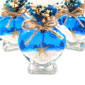 Wedding Favor guest Bulk, Set of Heart Glass Candle Party with custom sticker and dried flowers for guest in Bridal Party, Baby shower gifts (Blue Gel white sand, Set of 30)