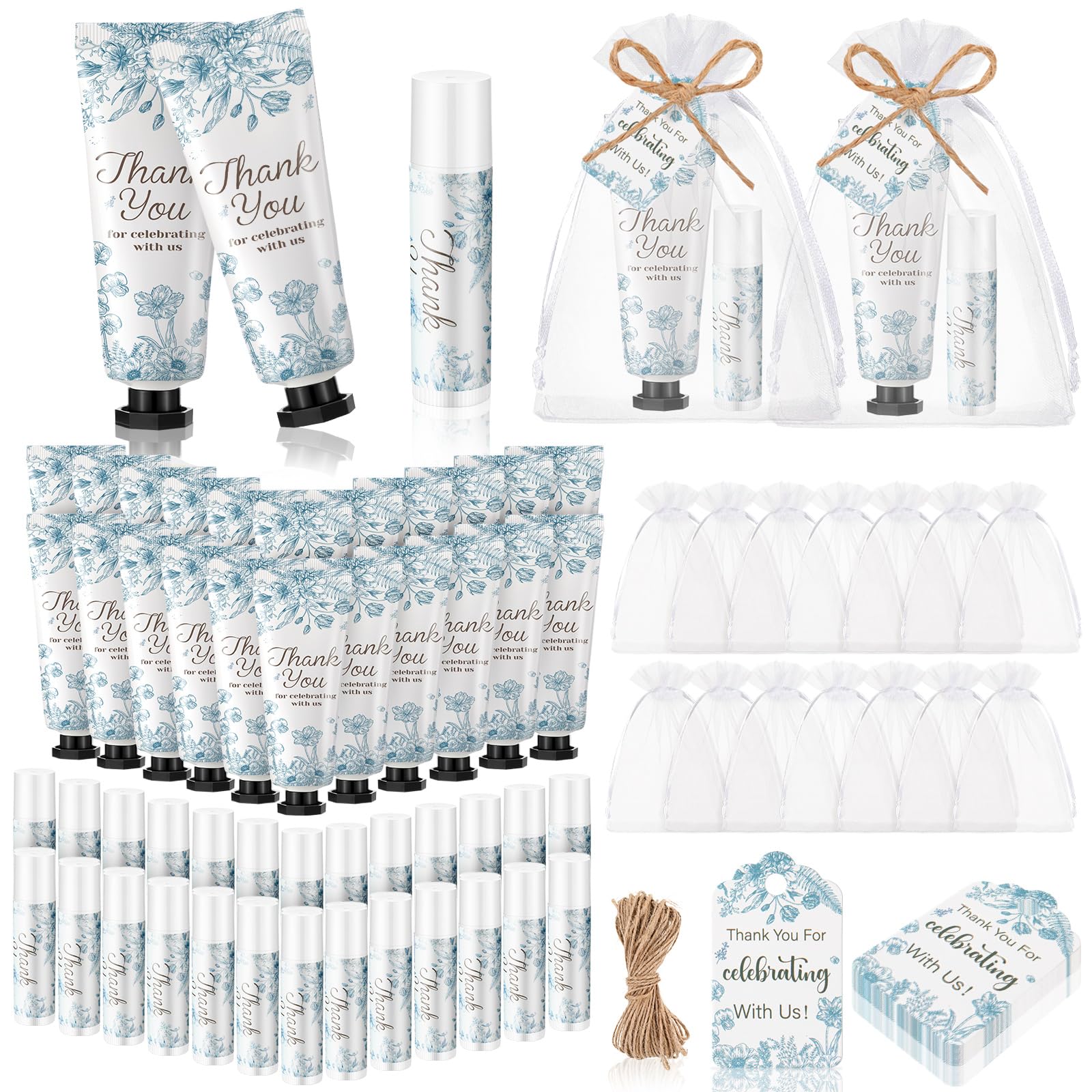 48 Sets Something Blue Before I Do Bridal Shower Hand Cream and Lip Balm Gift Bulk Blue Floral Wedding Favors Travel Size Hand Lotion and Lip Balm Bridal Shower Party Supplies for Guest
