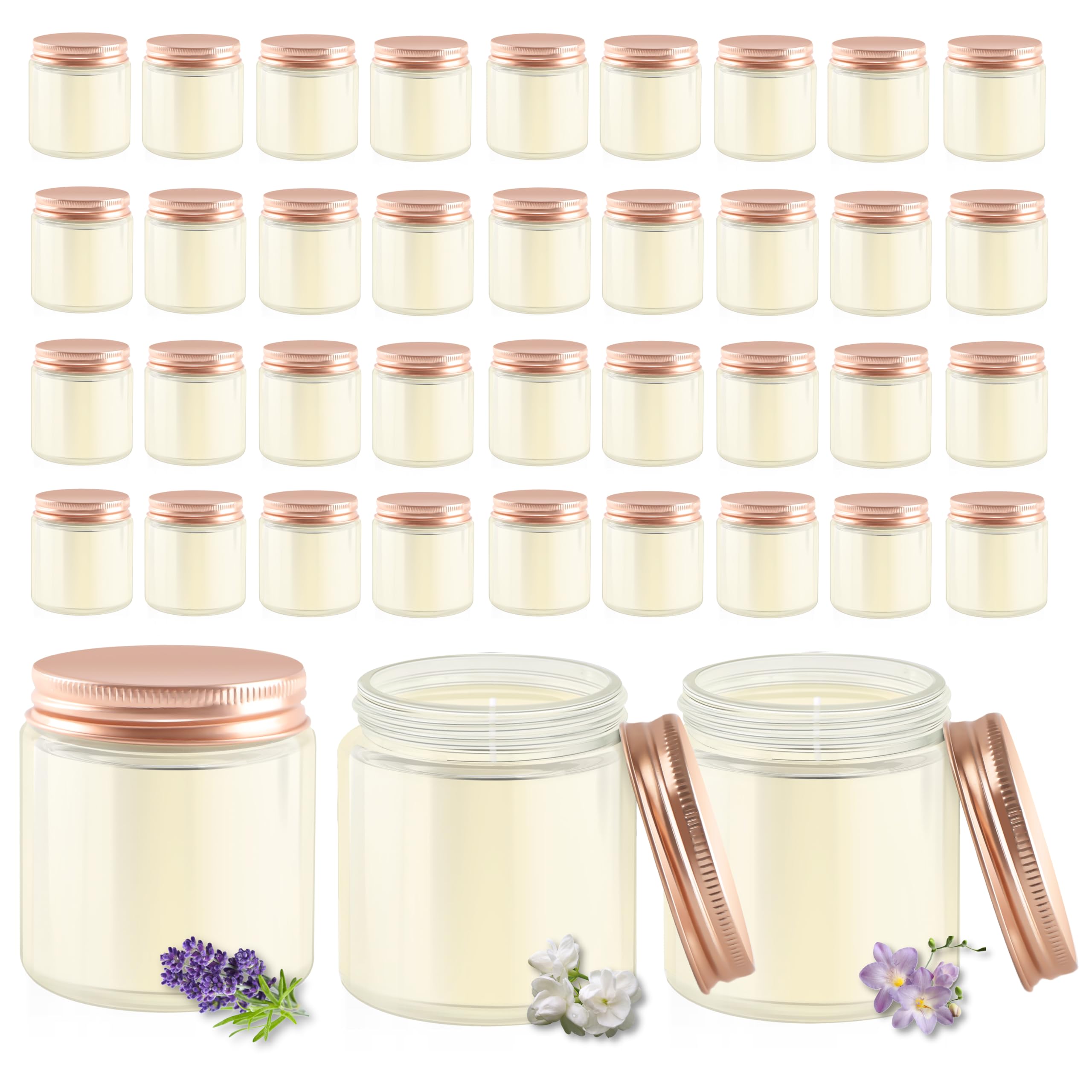 ACITHGL 36 Pcs 4oz Mini Mason Jar Candles Small Scented Candles Bulk Aromatherapy Ideal Souvenir Favors for Wedding Birthday Party (Sage, Mint, Citronella, Black)