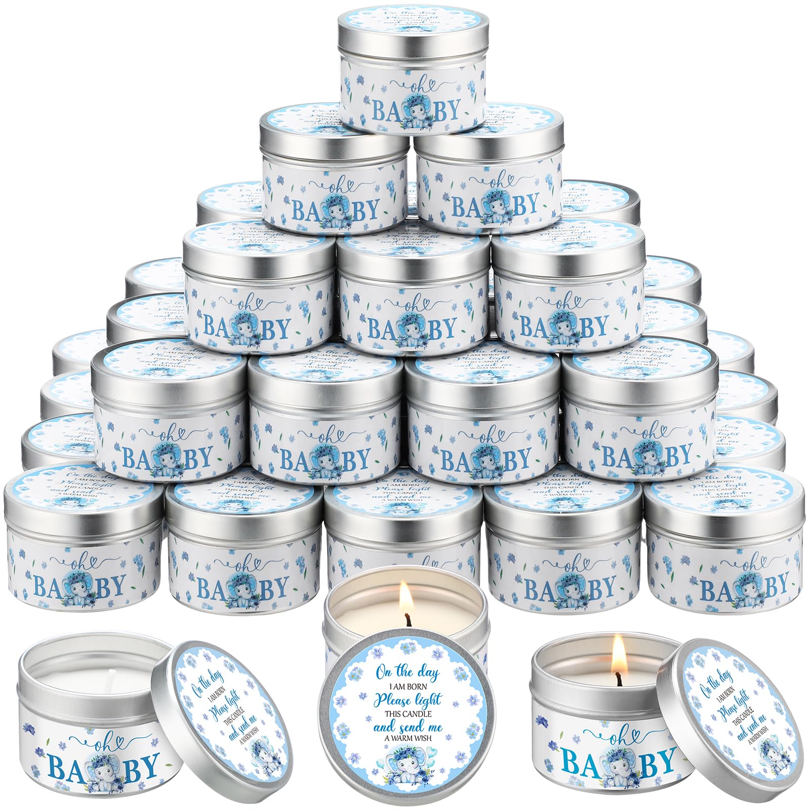 50 Pcs Baby Shower Party Favors Candles Lavender Scented Gender Reveal Gifts Bulk Candles for Favors Baby Shower Rustic Return Gifts(Flower and Butterfly)