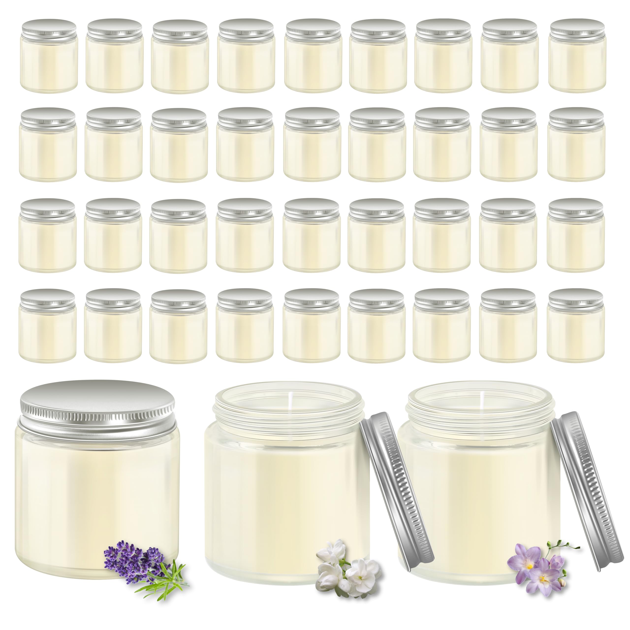 ACITHGL 36 Pcs 4oz Mini Mason Jar Candles Small Scented Candles Bulk Aromatherapy Ideal Souvenir Favors for Wedding Birthday Party (Vanilla, Lilac, Gardenia, Gold)