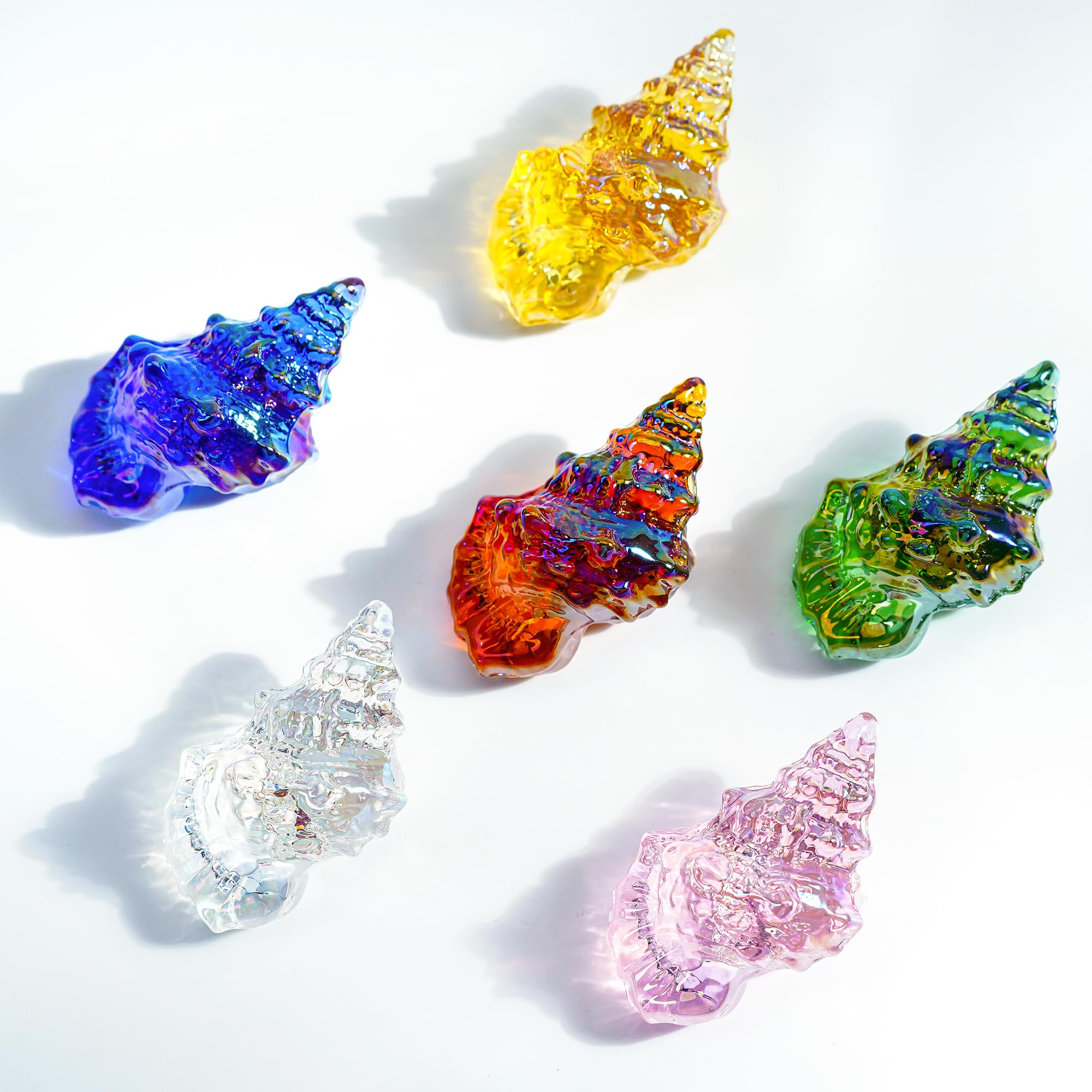 H&D HYALINE & DORA Handmade Mini Sea Turtle Art Glass Blown Sea Animal Figurine,Set of 6
