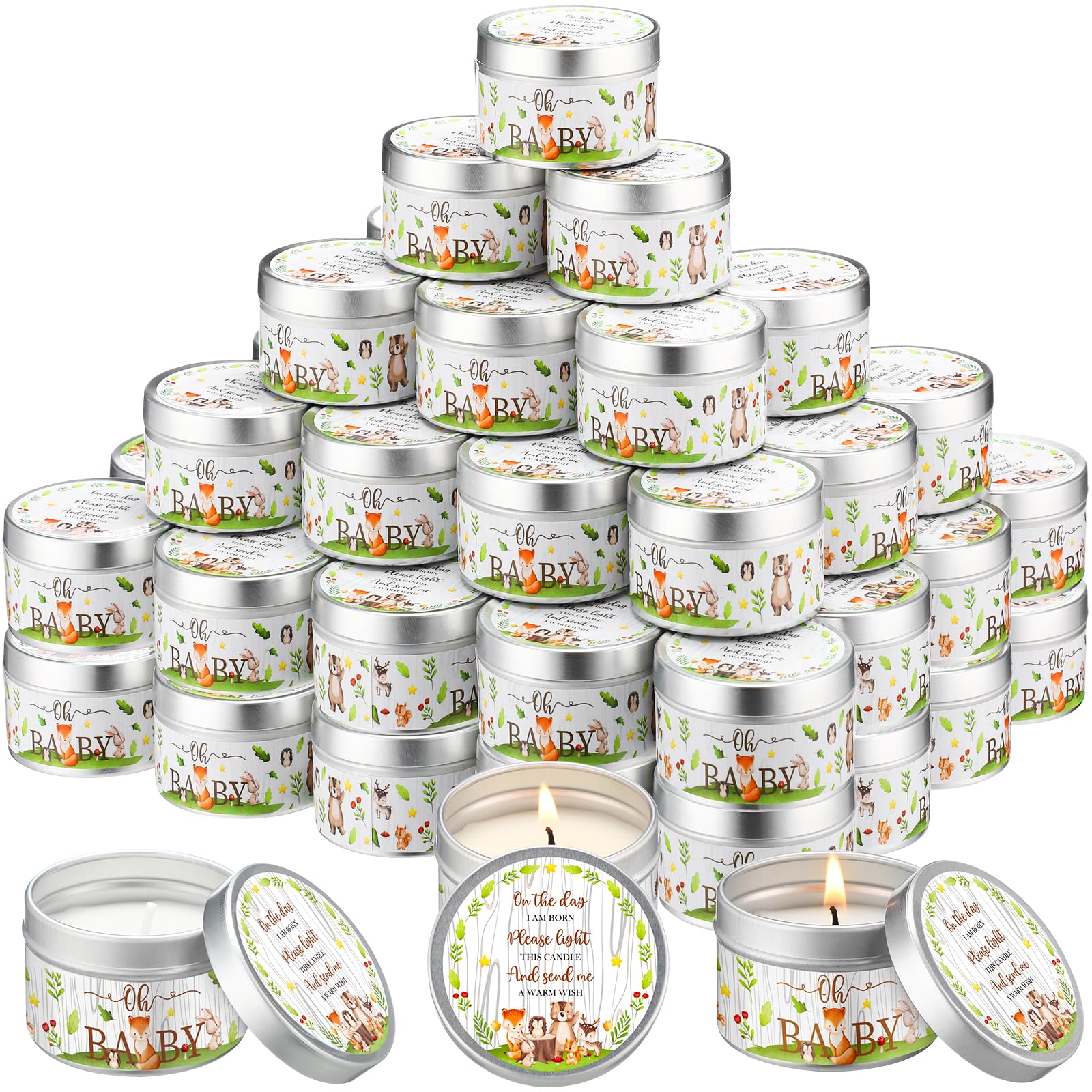 50 Pcs Baby Shower Party Favors Candles Lavender Scented Gender Reveal Gifts Bulk Candles for Favors Baby Shower Rustic Return Gifts(Flower and Butterfly)