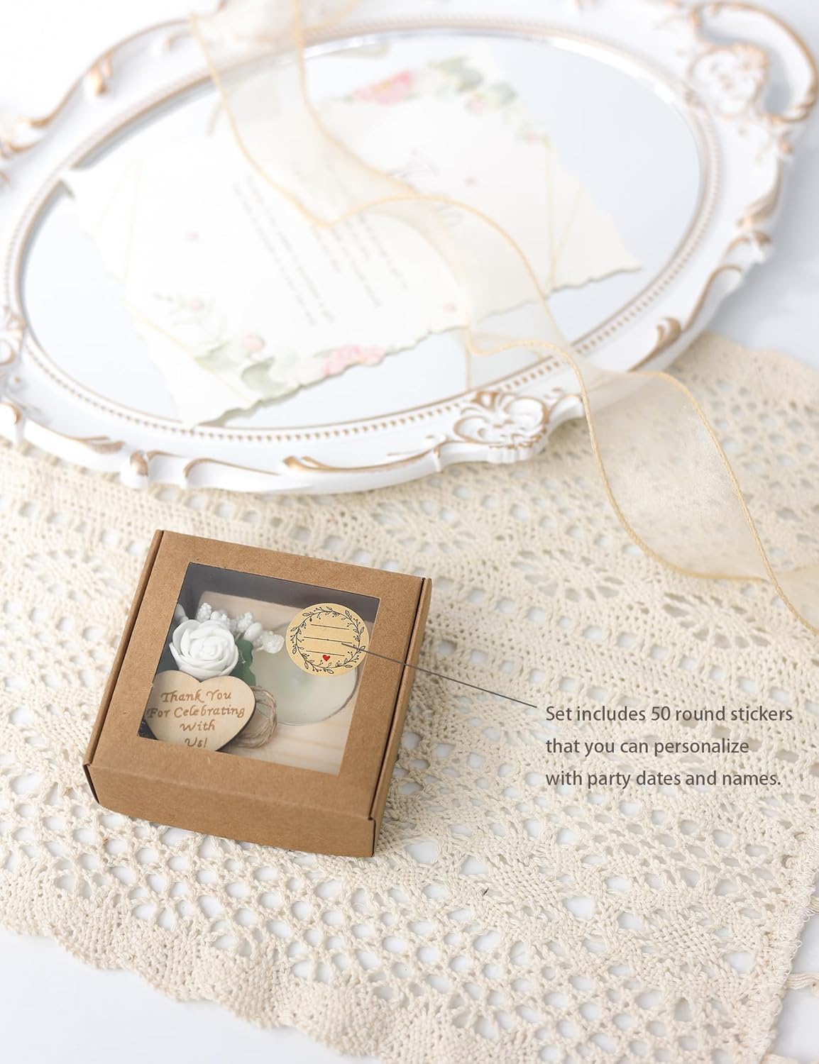 50 Piece Set of Wooden Tealight Candle Holders, for Wedding Favors,Bridal Shower,Wedding Favors for Guest, Bridal Christening, Rustic Birthday Party Favors. (Pack of 50, Light Brown)