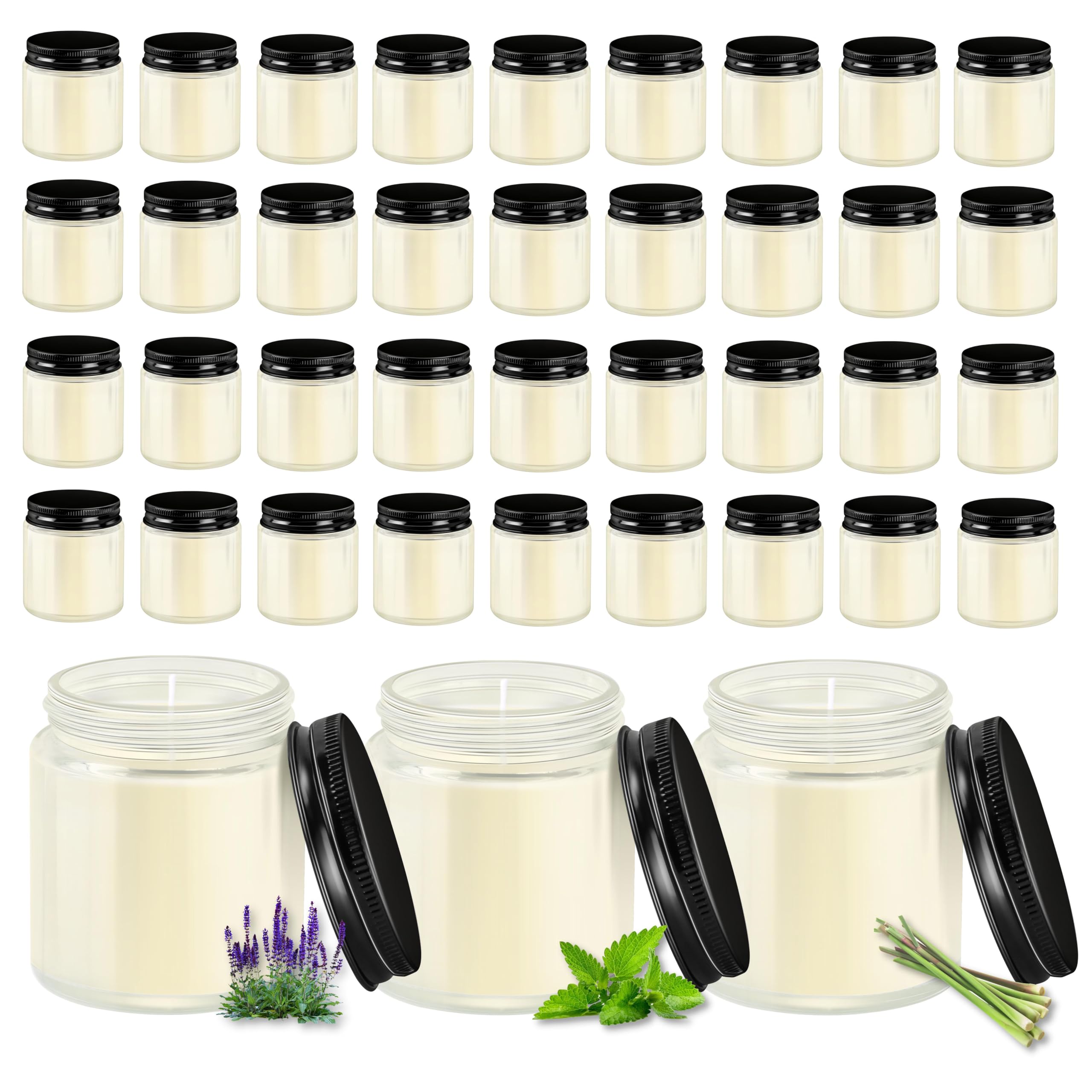 ACITHGL 36 Pcs 4oz Mini Mason Jar Candles Small Scented Candles Bulk Aromatherapy Ideal Souvenir Favors for Wedding Birthday Party (Vanilla, Lilac, Gardenia, Gold)