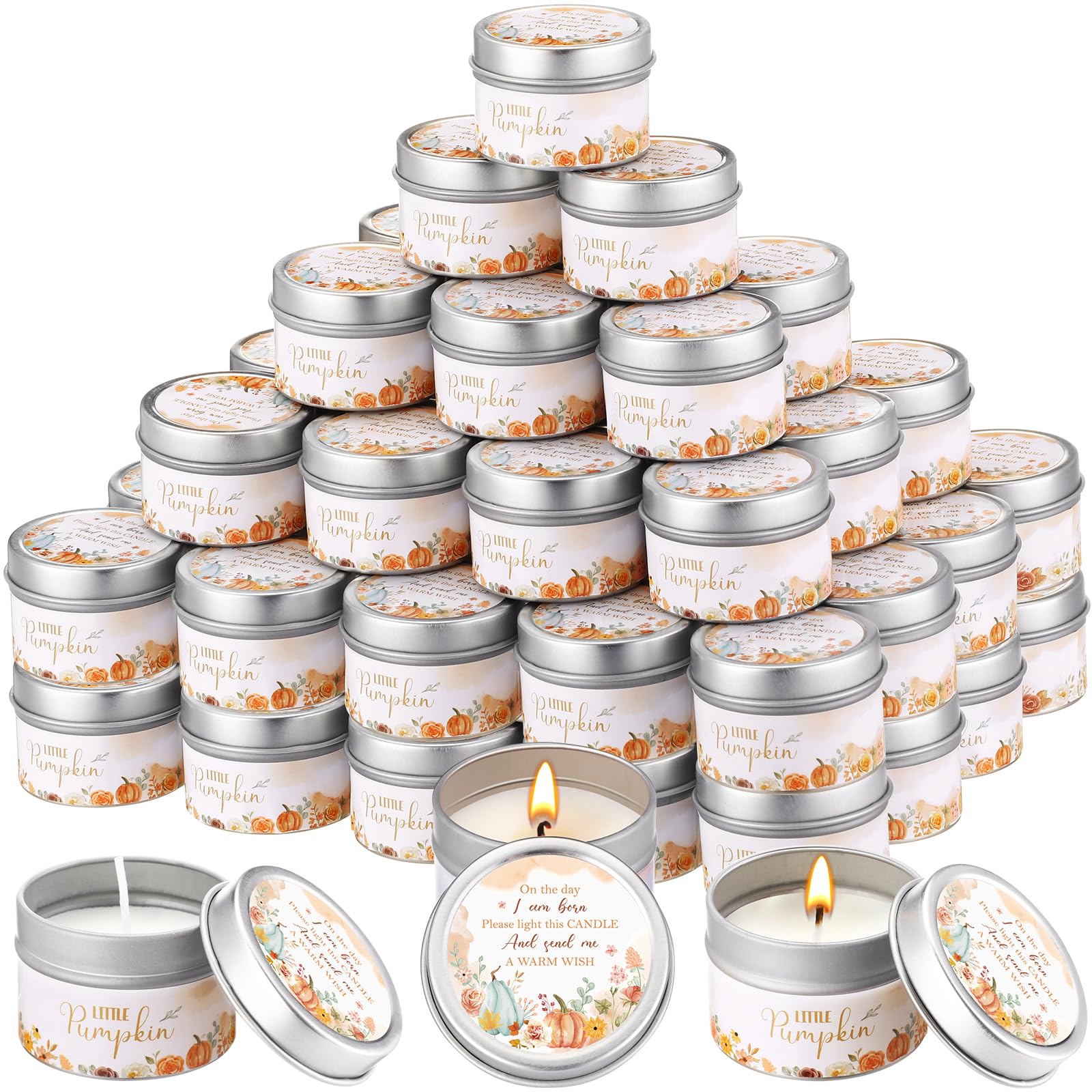 50 Pcs Baby Shower Party Favors Candles Lavender Scented Gender Reveal Gifts Bulk Candles for Favors Baby Shower Rustic Return Gifts(Flower and Butterfly)
