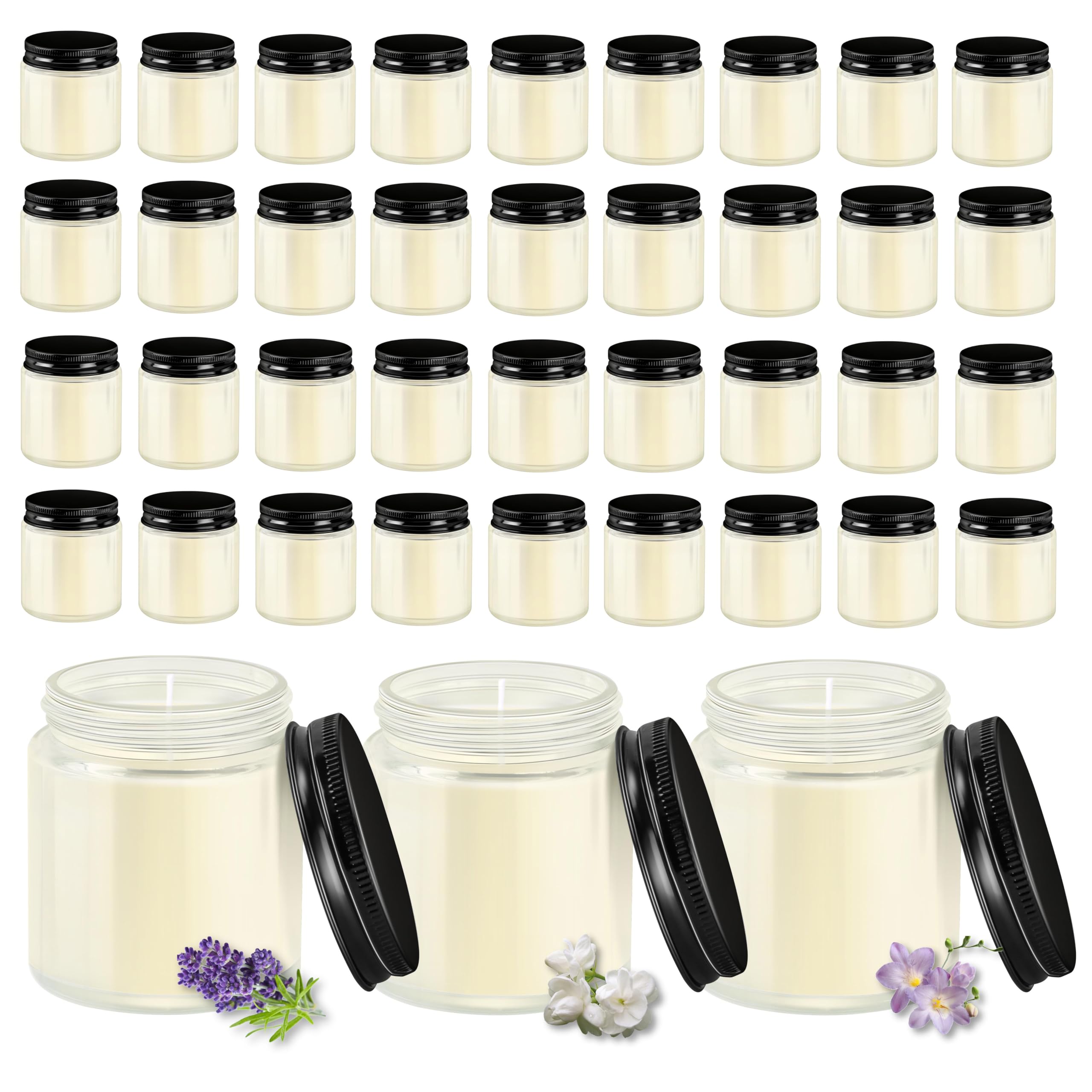 ACITHGL 36 Pcs 4oz Mini Mason Jar Candles Small Scented Candles Bulk Aromatherapy Ideal Souvenir Favors for Wedding Birthday Party (Vanilla, Lilac, Gardenia, Gold)