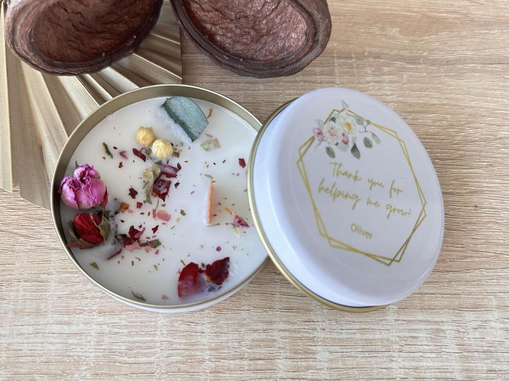 Scented Mixed Flower Candle Favors - Personalized for Weddings, Bridal Showers, Baby Showers, Birthdays (10-20-30-40-50-100 PCS in Bulk)