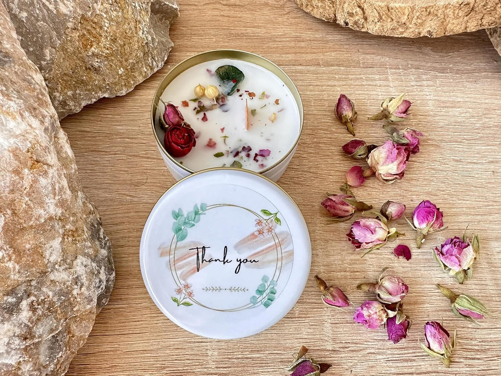 Scented Mixed Flower Candle Favors - Personalized for Weddings, Bridal Showers, Baby Showers, Birthdays (10-20-30-40-50-100 PCS in Bulk)