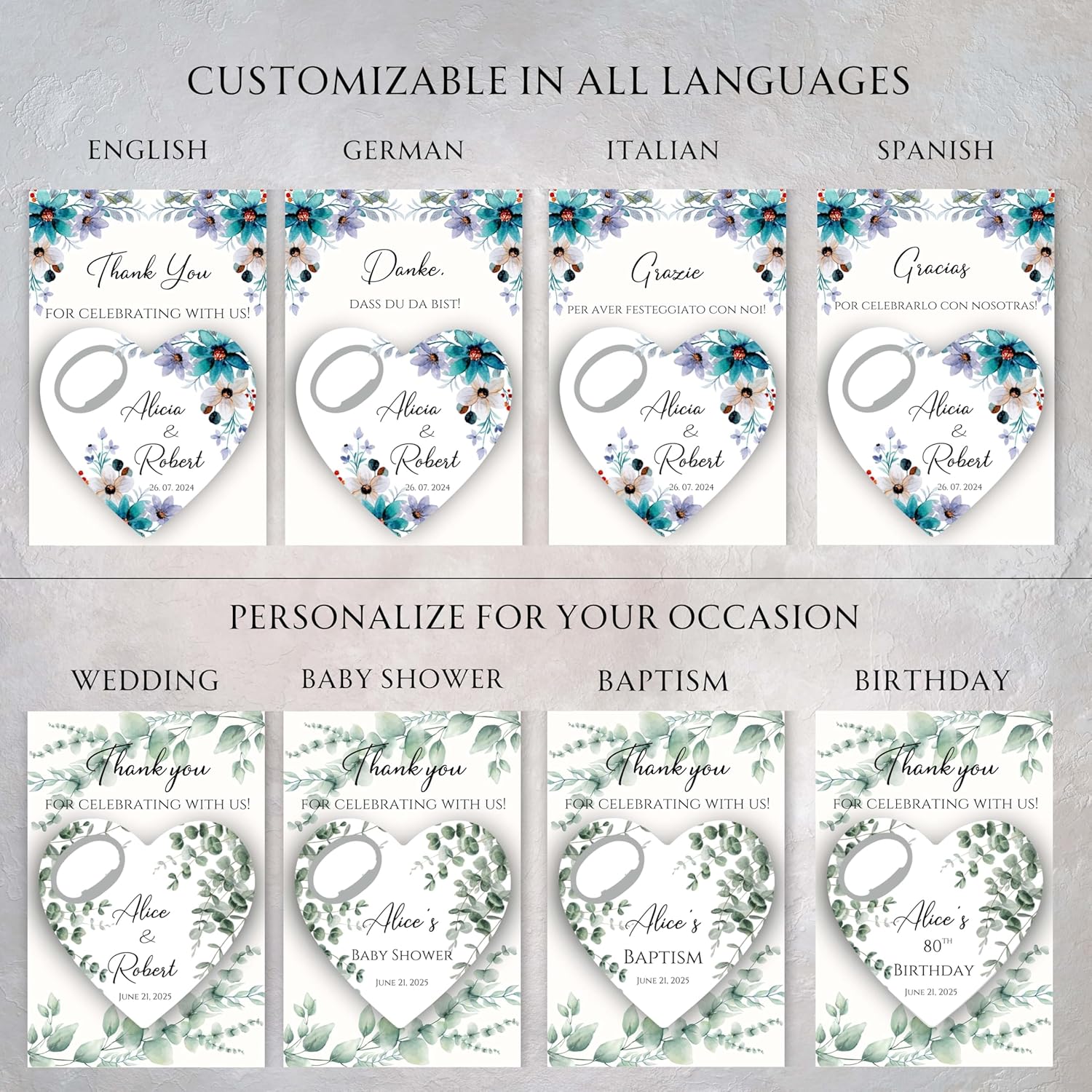 Wedding Bottle Opener Favors for Guests in Bulk, Hearts Shape Bottle Opener, Personalized Party Favors in Bulk, Wedding Favor Guests. 20 to 300 pcs. Custom Fridge Bottle Opener