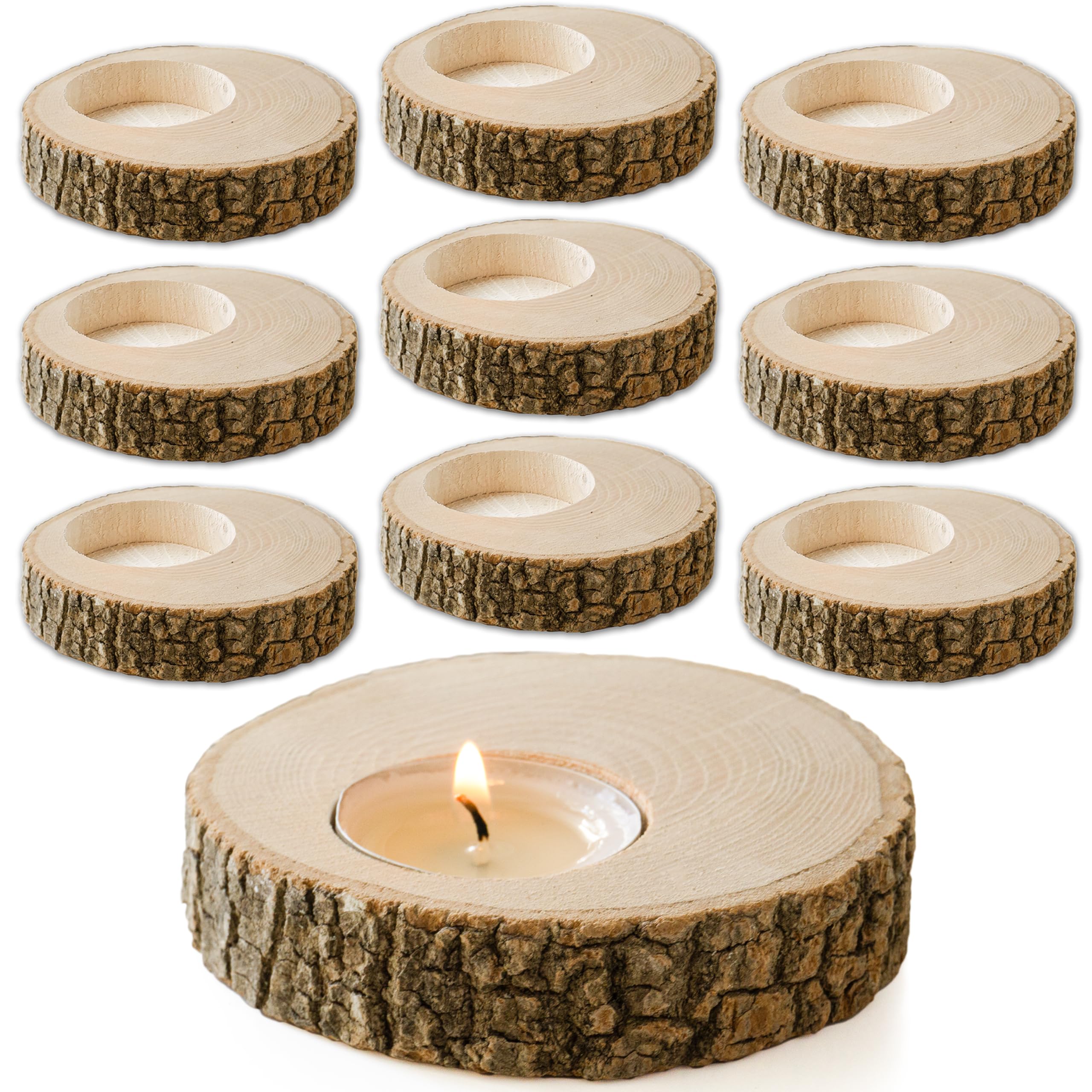 Wooden Tealight Candle Holder - 50 Adorable Thank You Gifts, Perfect for Wedding Favors, Ideal Rustic Decor Piece and Party Decoration - Customize and Gift (50, Undecorated)